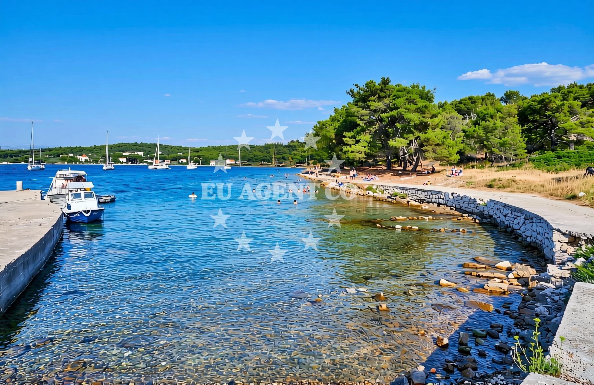 Sea and coastal view of Donja Banda (dog beach), Zlarin (Zlarin) Beach in Donja Banda (plaža za pse)