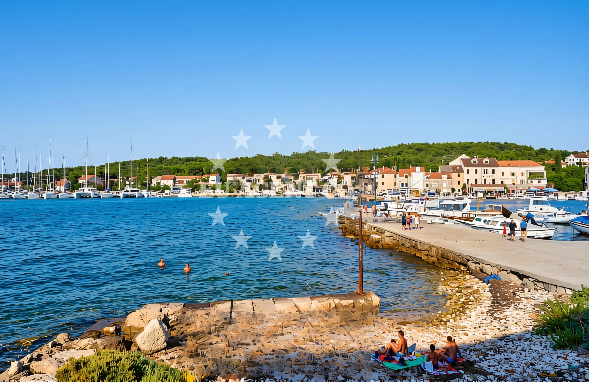 Overview of Donja Banda, Zlarin (Zlarin) Beach in Donja Banda