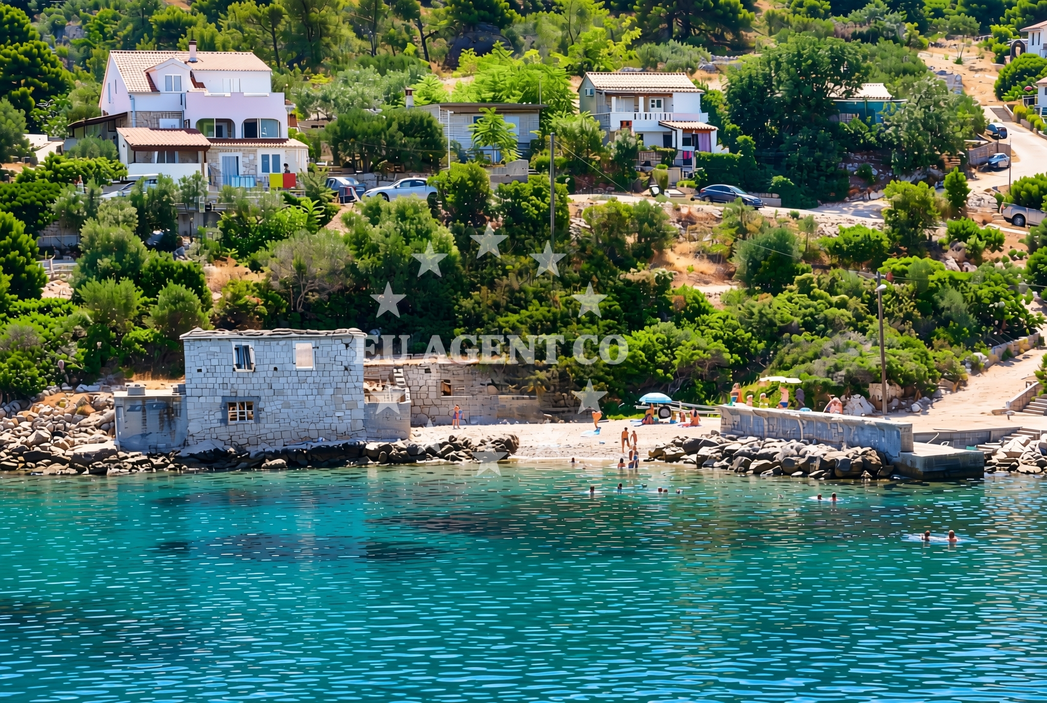 Sea and coastal view of Donja Krušica sjever, Srednje Selo (Šolta) Beach in Donja Krušica sjever