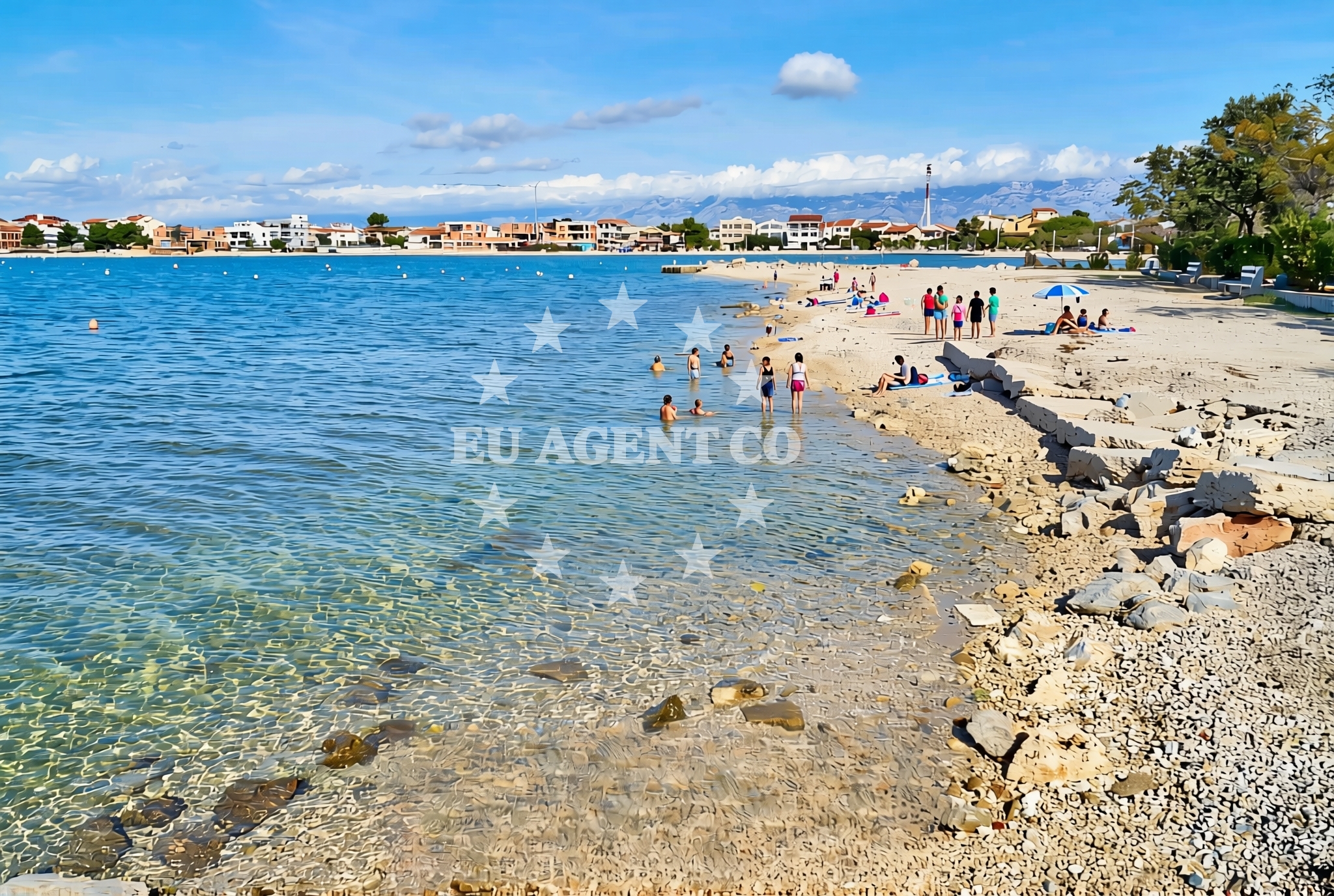 Sea and coastal view of Donja Prezida jug, Vir (Vir) Beach in Donja Prezida jug