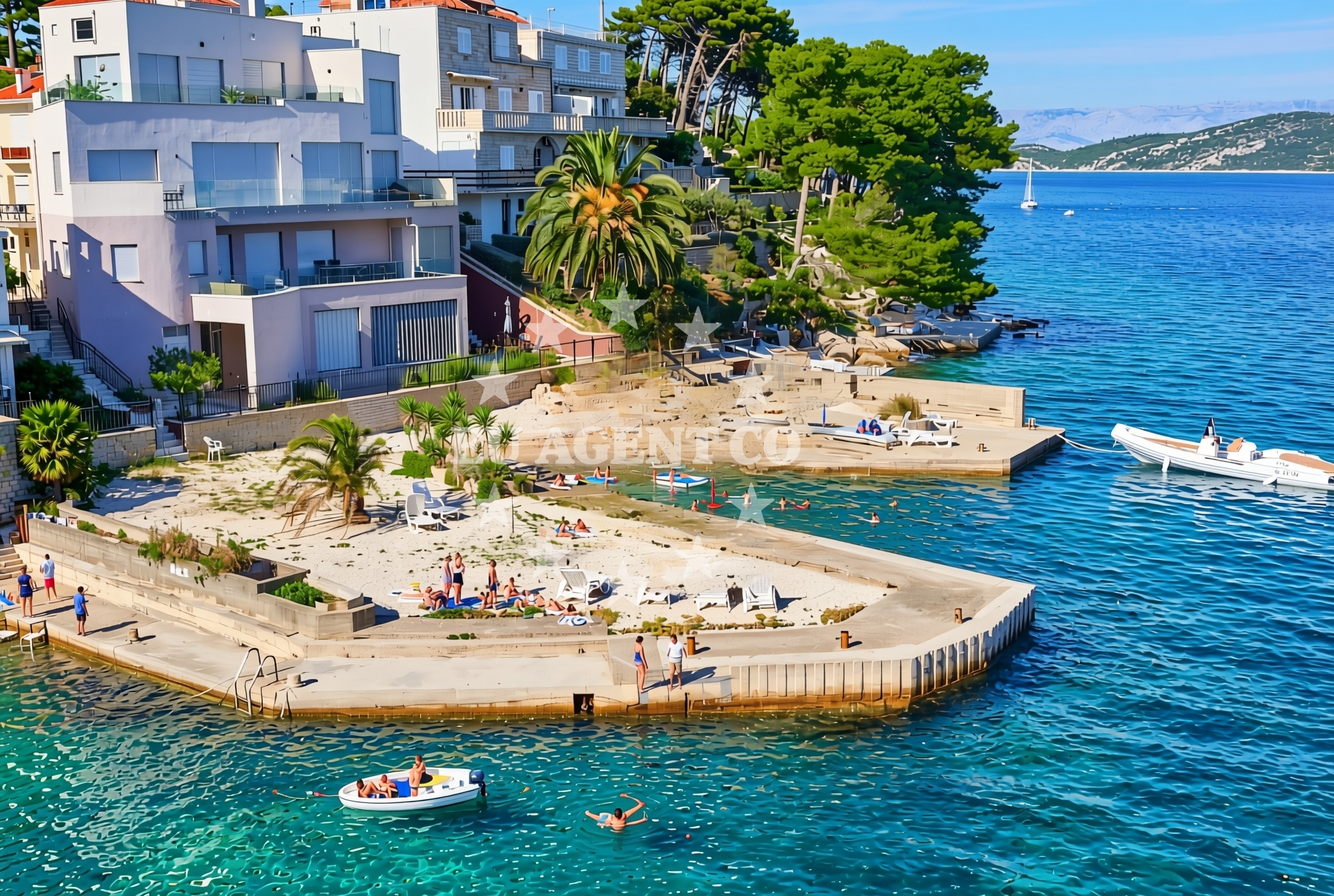 Shoreline and swimming area at Donja punta, Račišće (Korčula) Beach in Donja punta