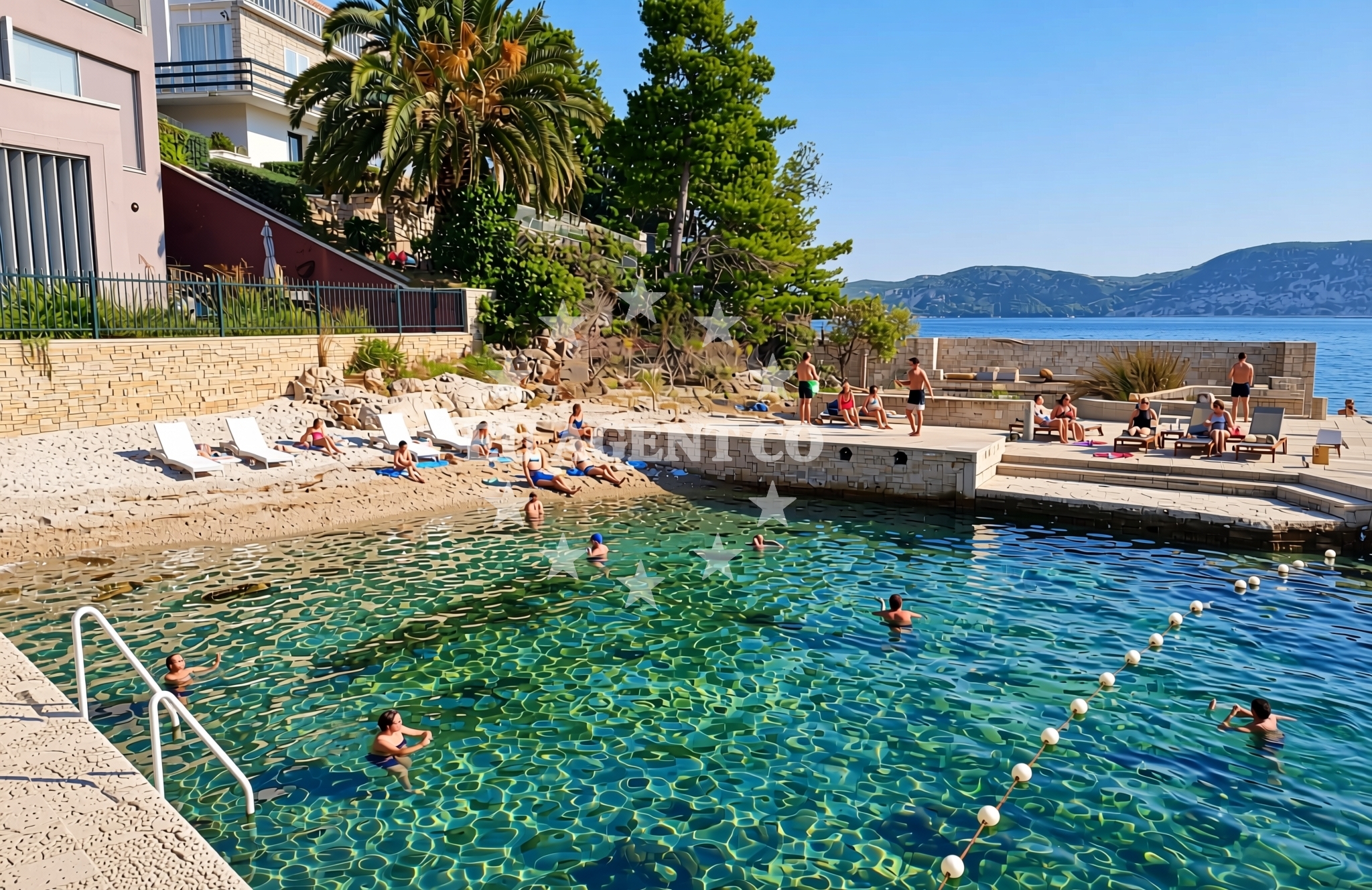 Beach facilities and surroundings at Donja punta, Račišće (Korčula) Beach in Donja punta