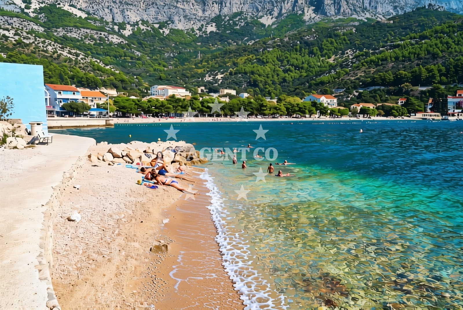 Overview of Donja uvala porat jug, Drvenik (Gradac) Beach in Donja uvala porat jug