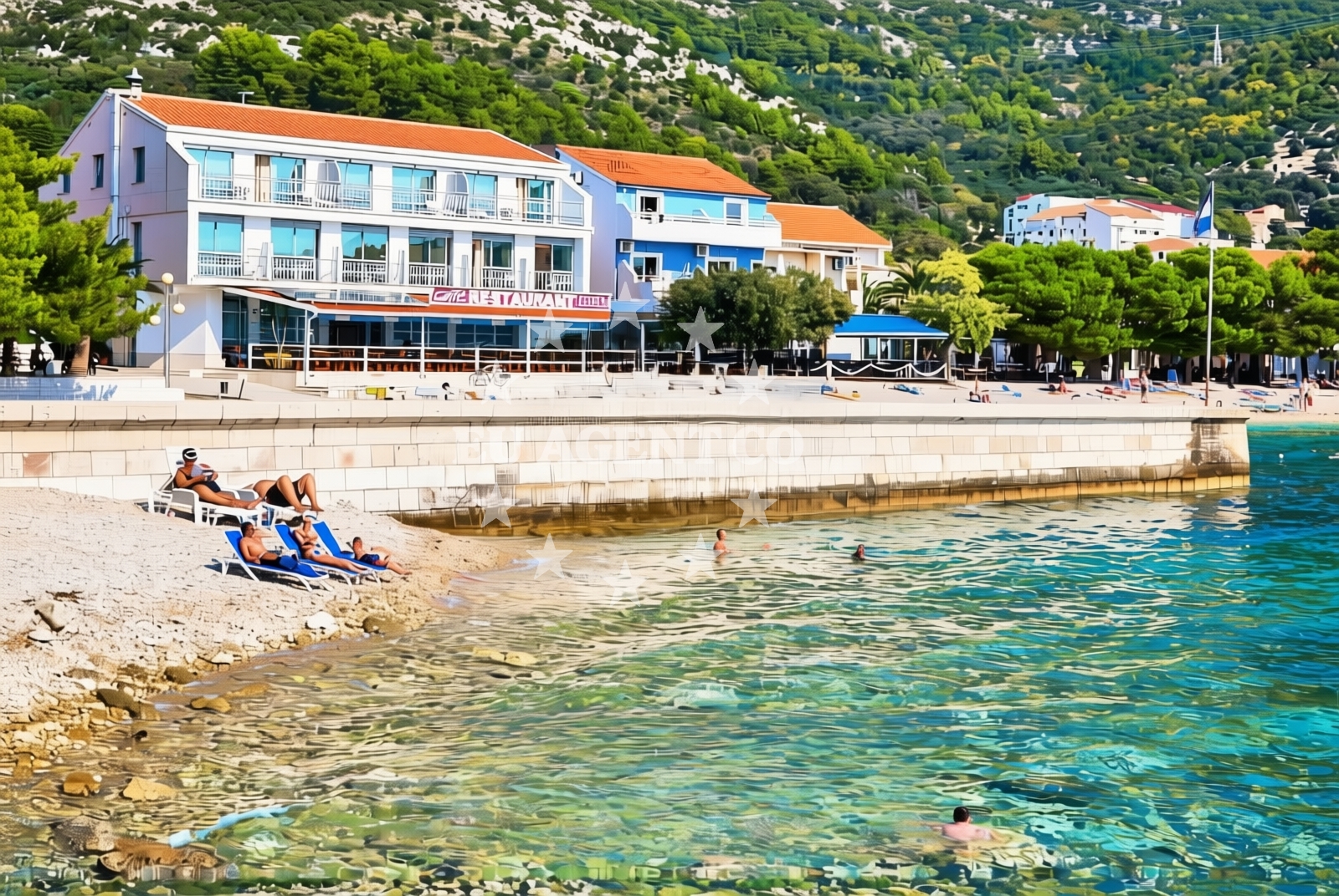 Shoreline and swimming area at Donja uvala porat sjever, Drvenik (Gradac) Beach in Donja uvala porat sjever