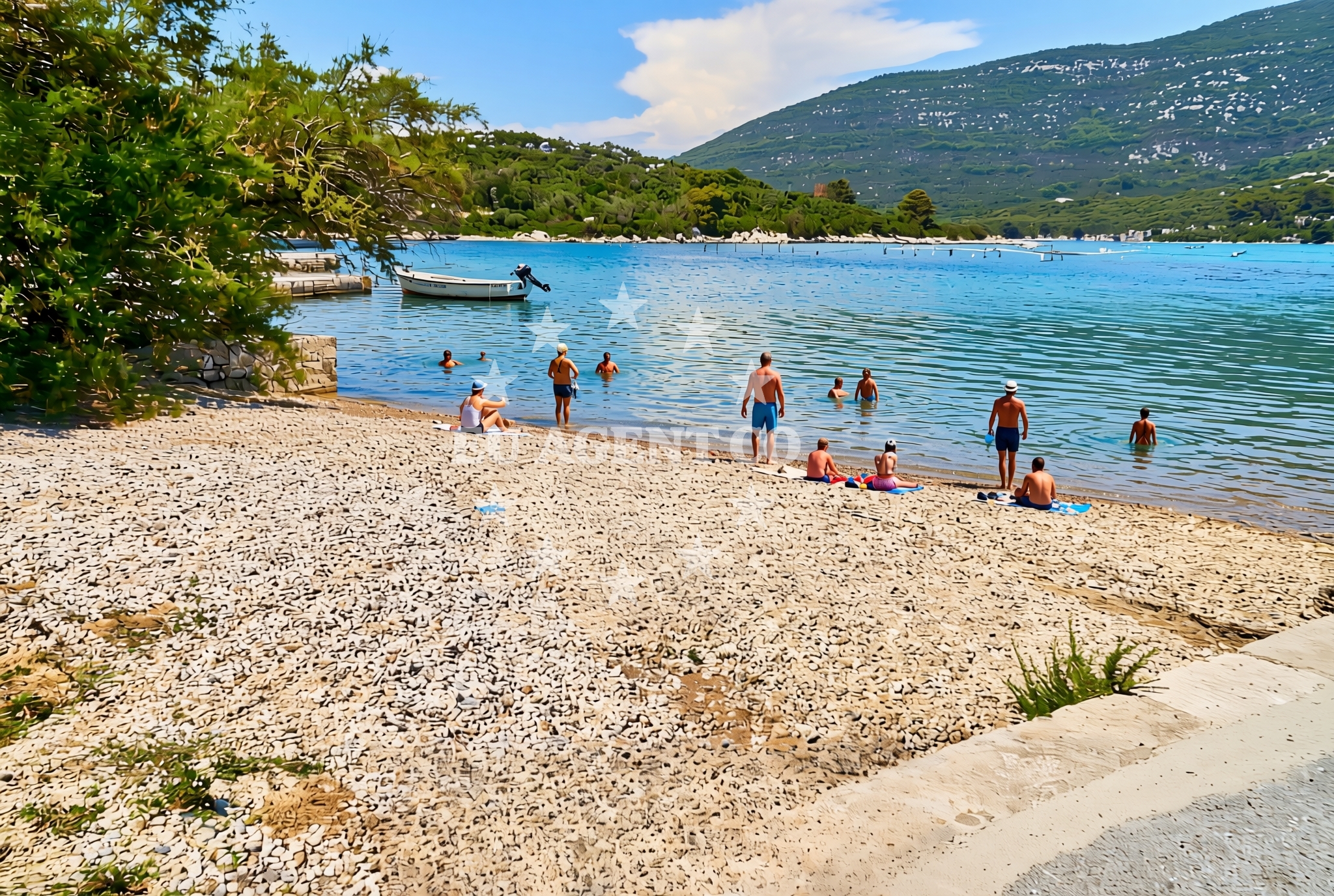 Shoreline and swimming area at Donja Vala jug, Mali Ston Beach in Donja Vala jug