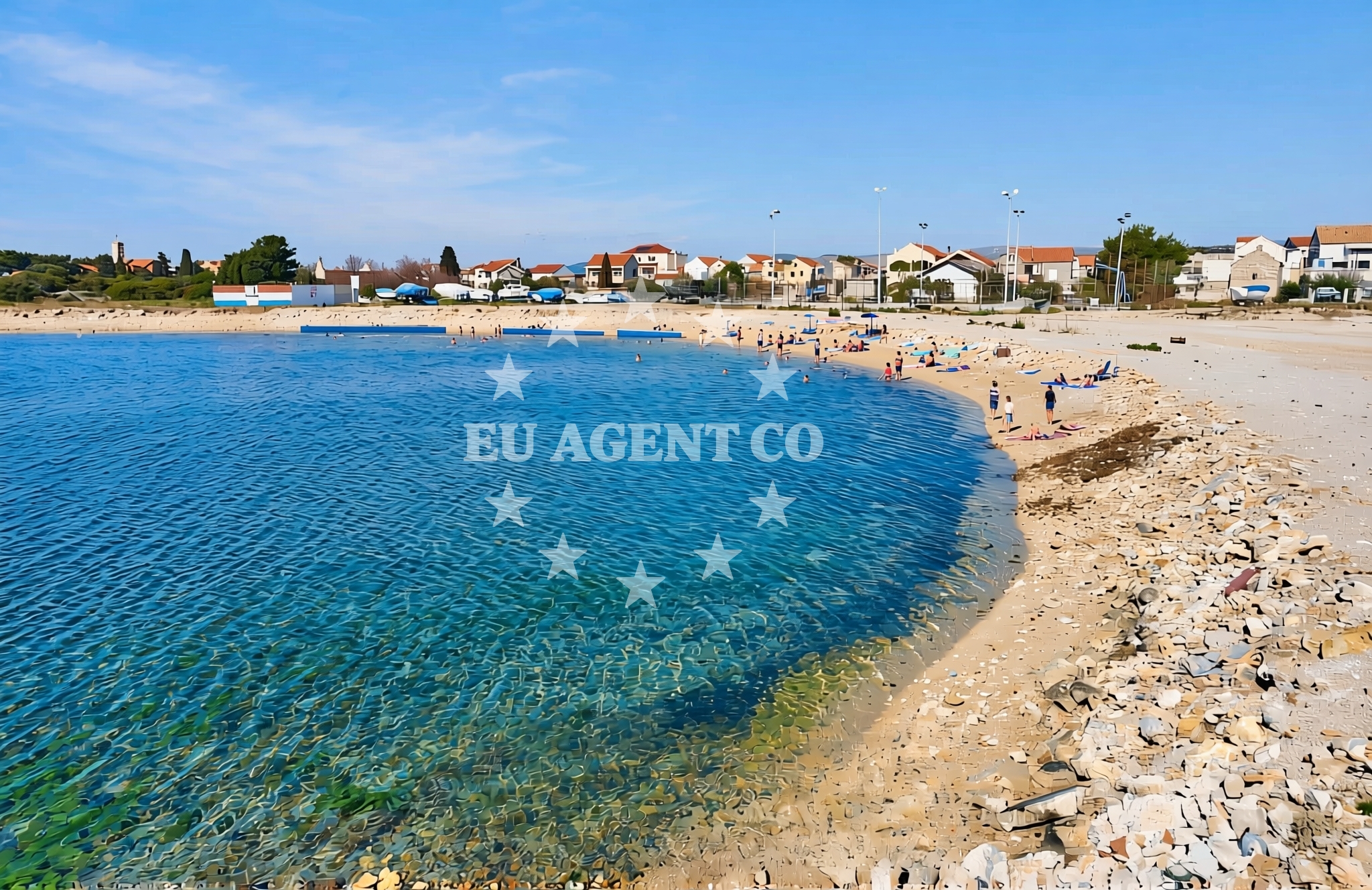 Sea and coastal view of Donje more, Krapanj (Krapanj) Beach in Donje more
