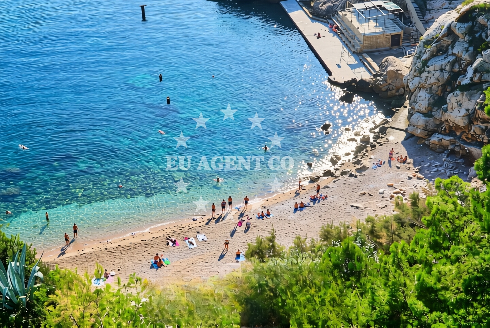 Sea and coastal view of Donje Obuljeno: beaches and coves in Donje Obuljeno