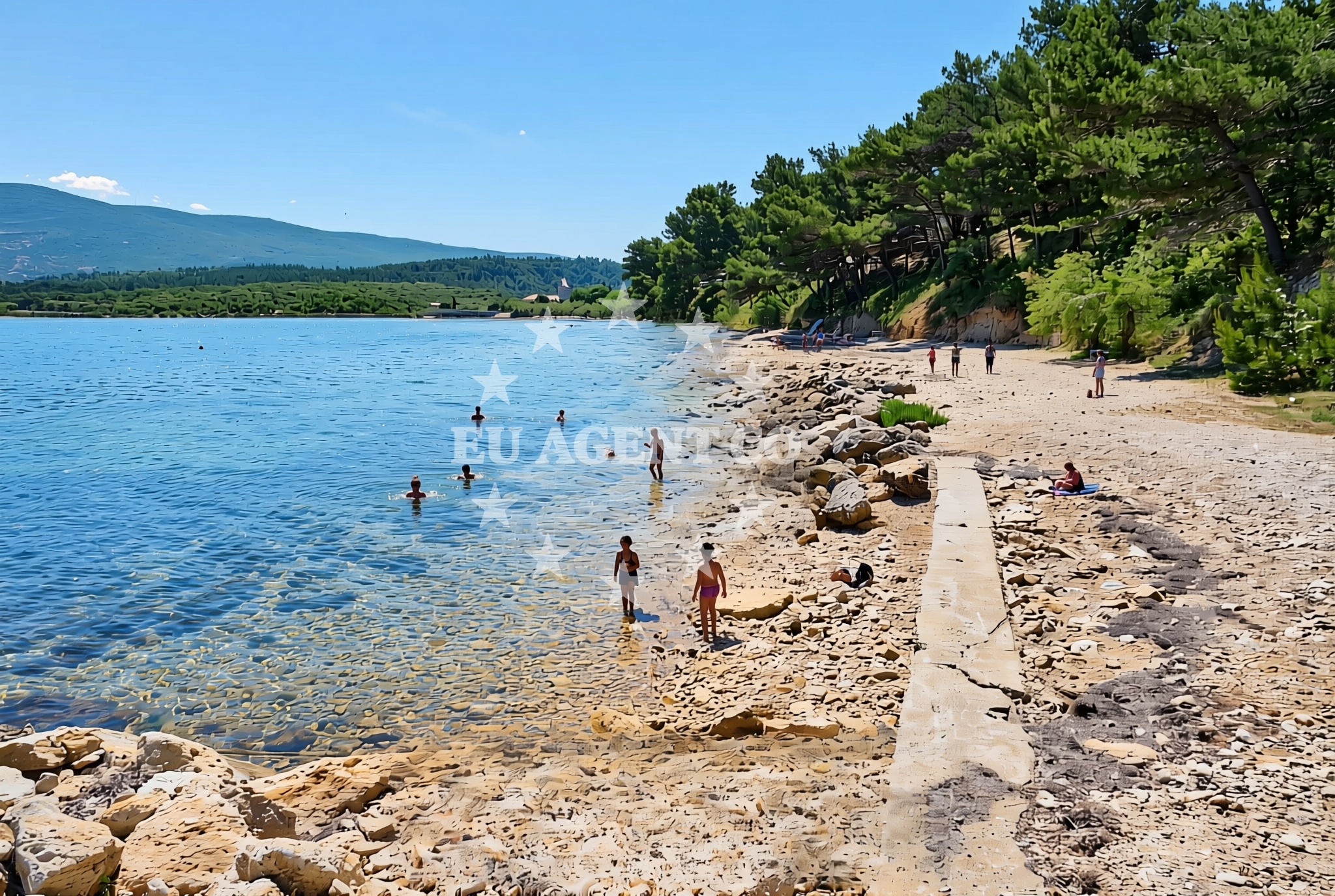 Overview of Donji Karin istok, Donji Karin Beach in Donji Karin istok