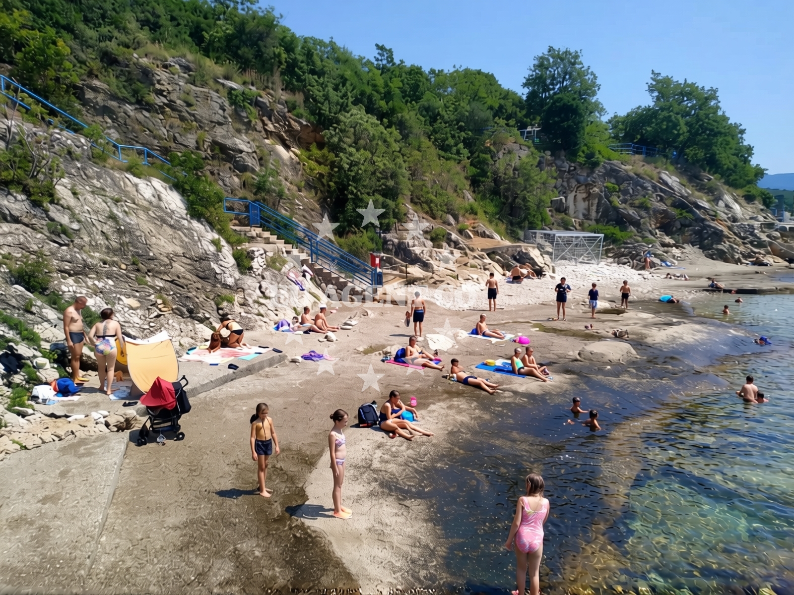 Sea and coastal view of Doricici Dog Beach in , Žurkovo