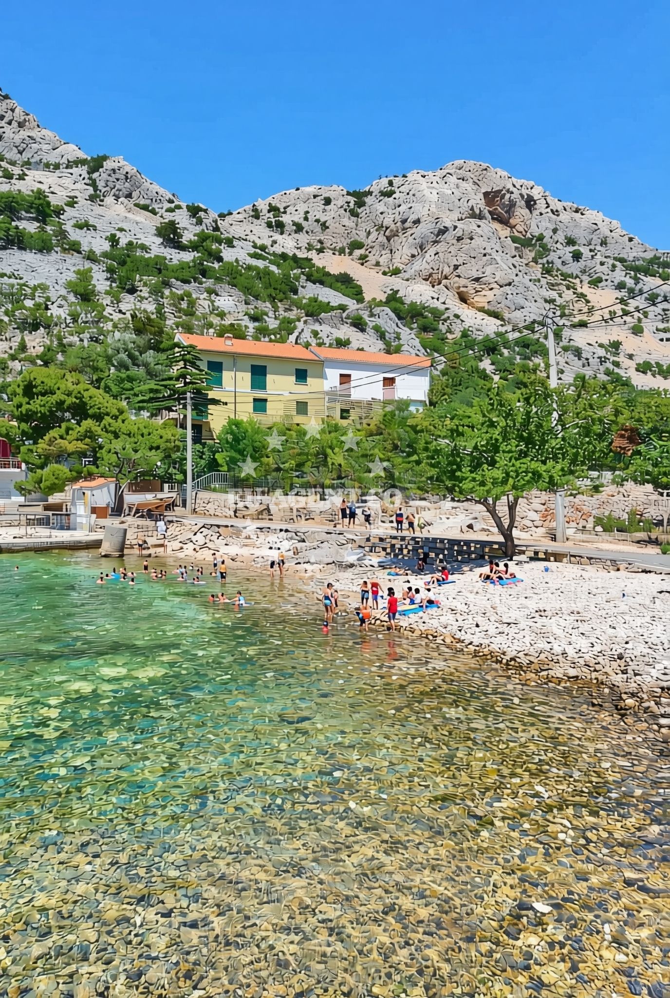 Shoreline and swimming area at Draga, Klada Beach in Draga