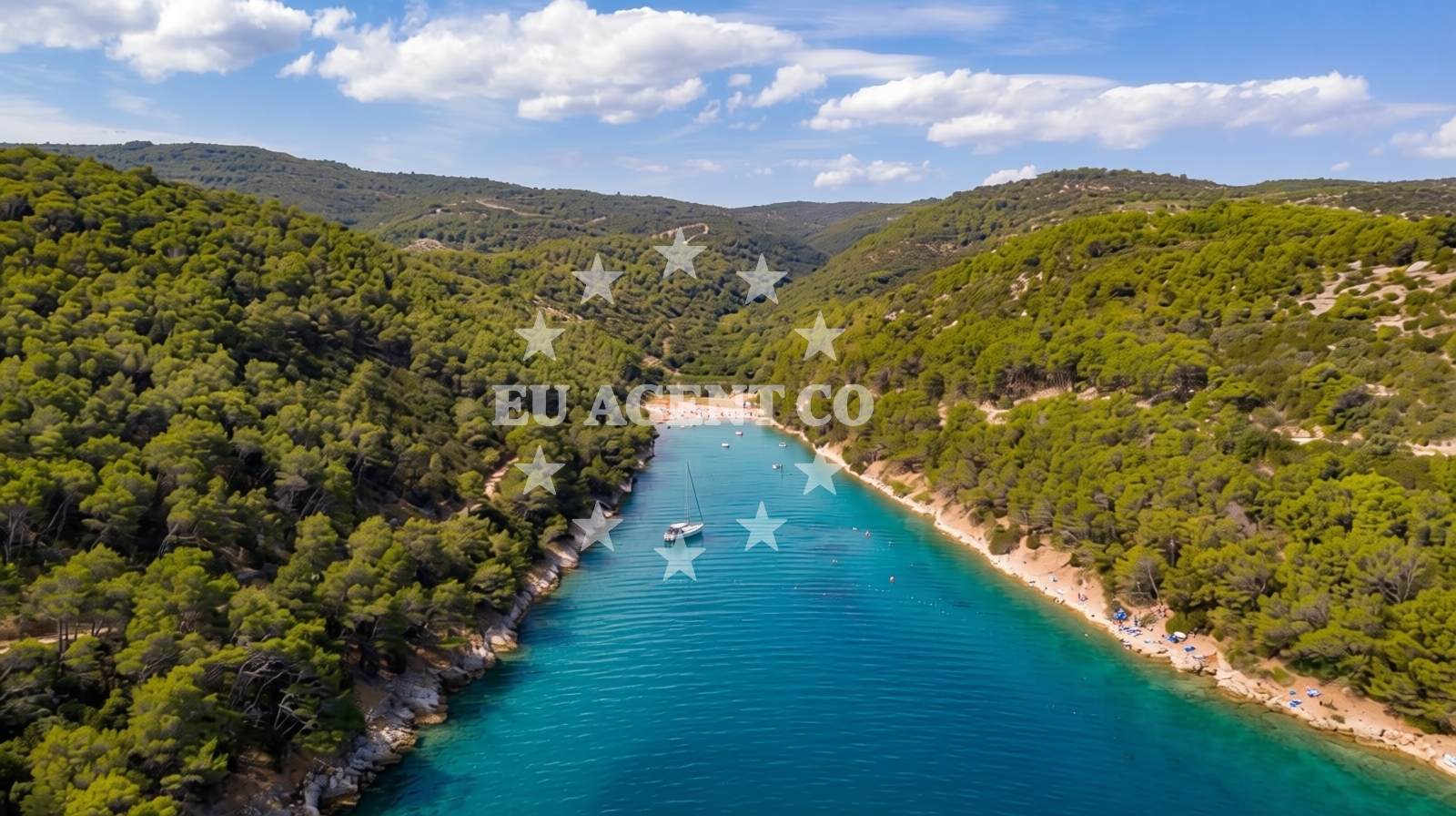 Overview of Dramotinj beach in , Povlja