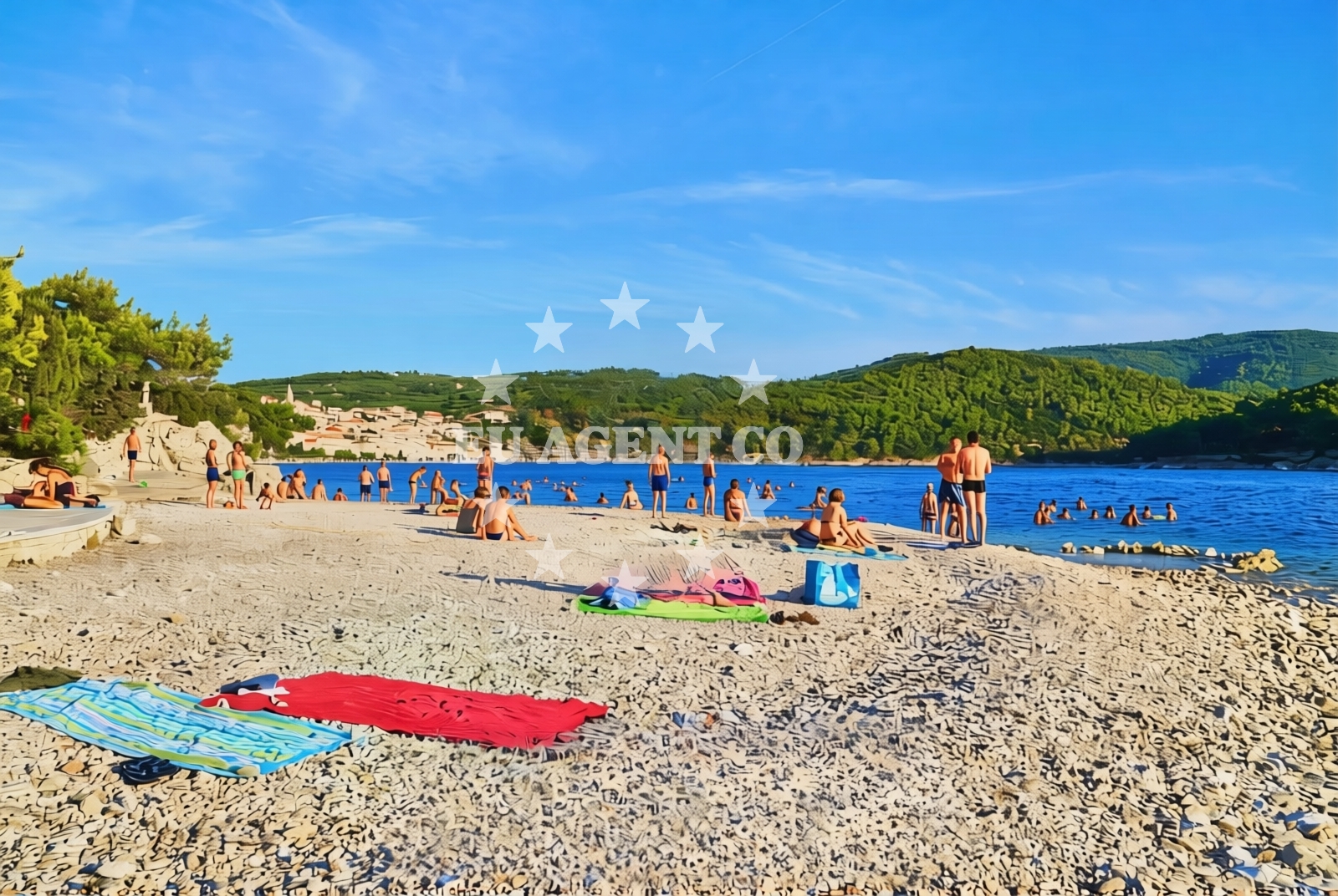 Sea and coastal view of Dramotinj beach in , Povlja