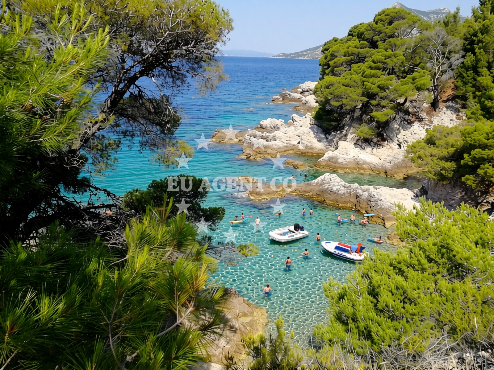 Shoreline and swimming area at Drance beach in , Žuljana