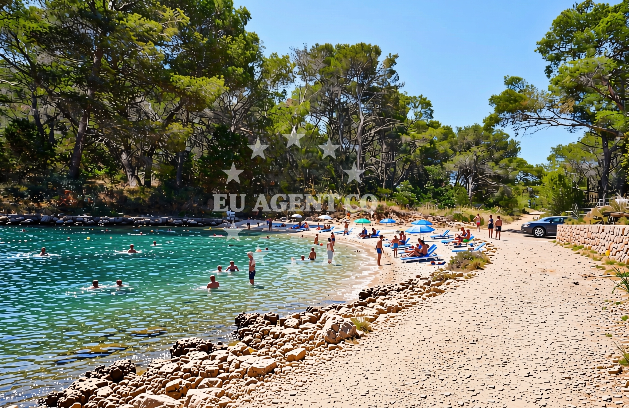 Sea and coastal view of Draževica istok, Žirje (Žirje) Beach in Draževica istok