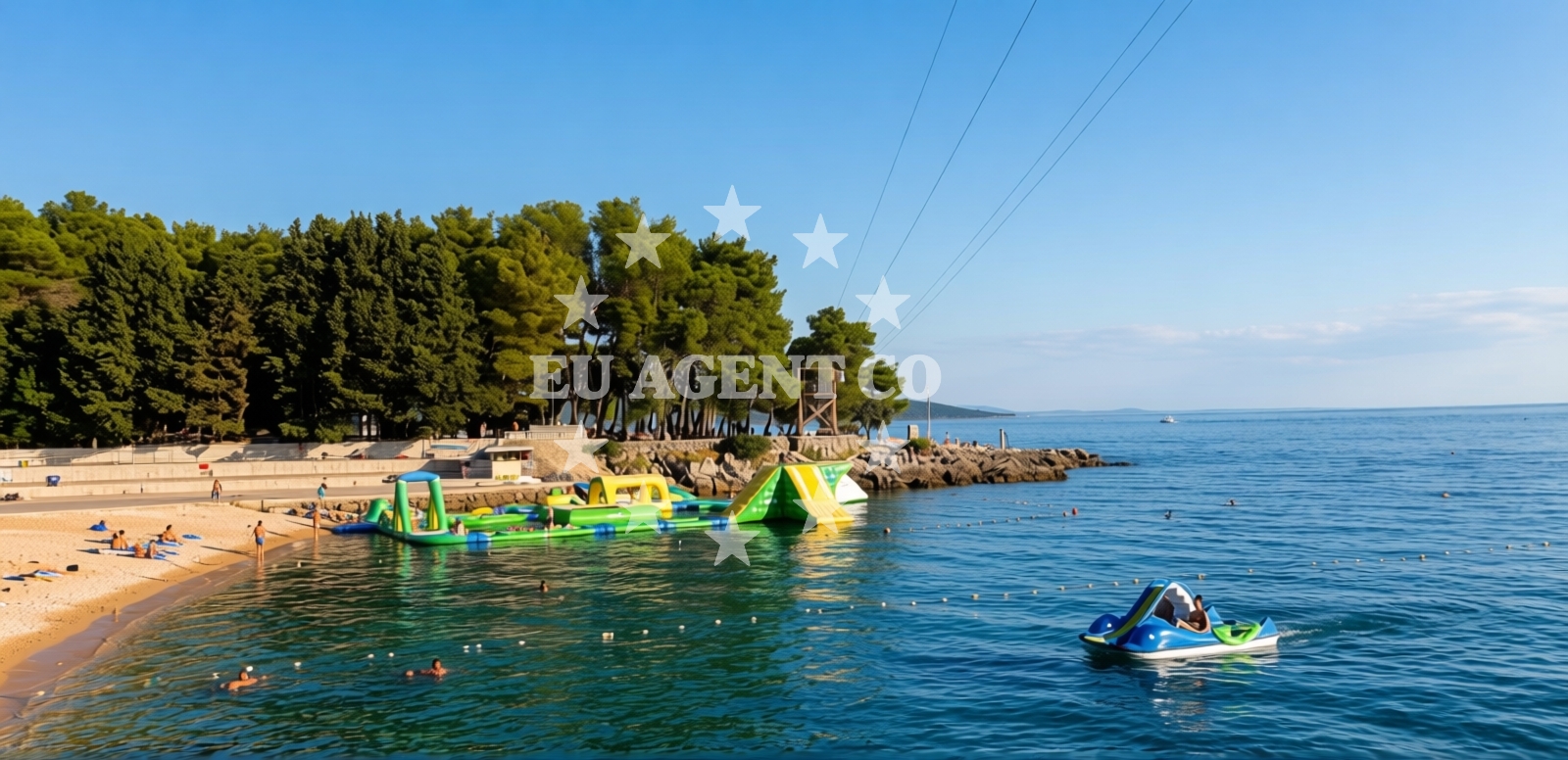 Shoreline and swimming area at Drazica beach in , Krk