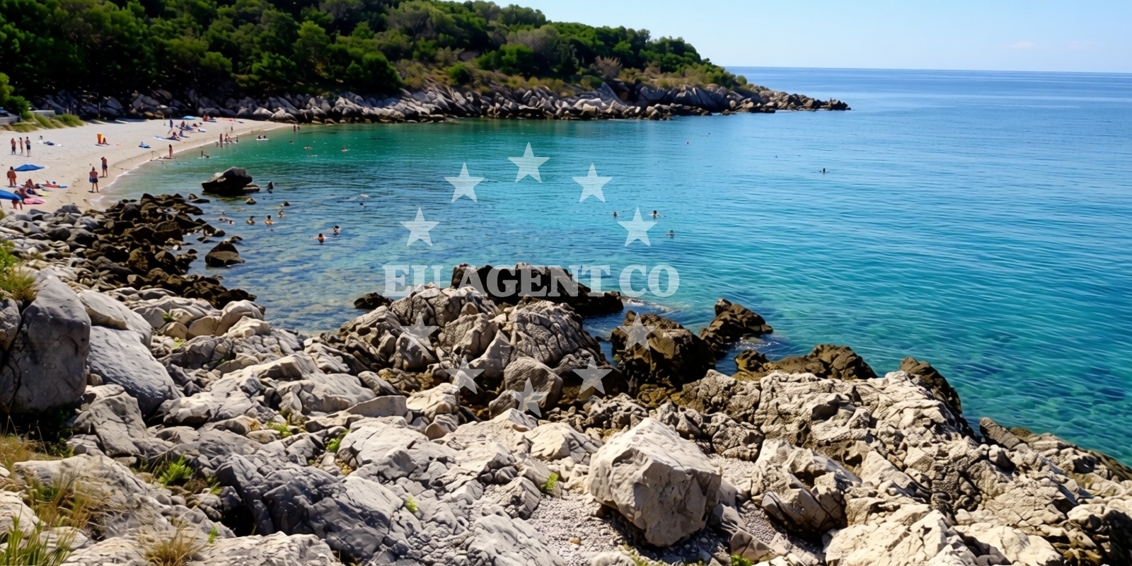 Shoreline and swimming area at Drazica beach 2 in Sonjevi Stani 30, Potočnica