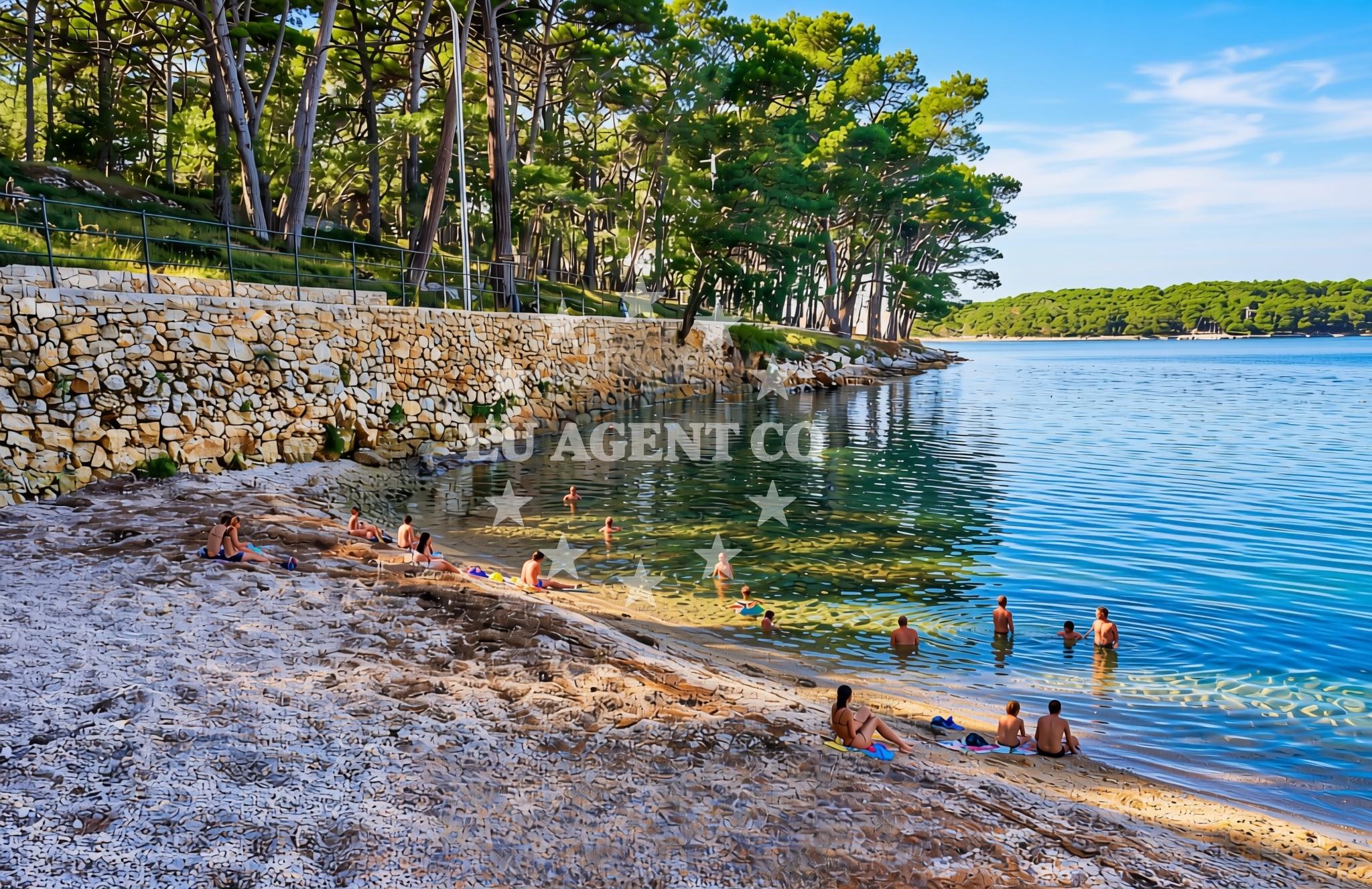 Overview of Dražica jug, Mali Lošinj (Lošinj) Beach in Dražica jug