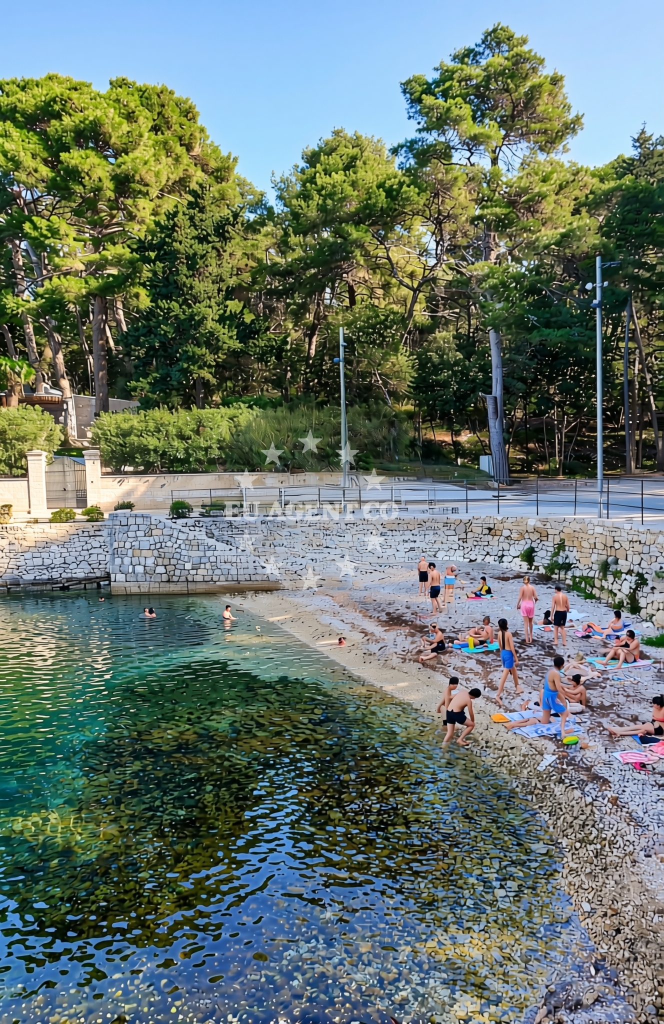 Sea and coastal view of Dražica jug, Mali Lošinj (Lošinj) Beach in Dražica jug