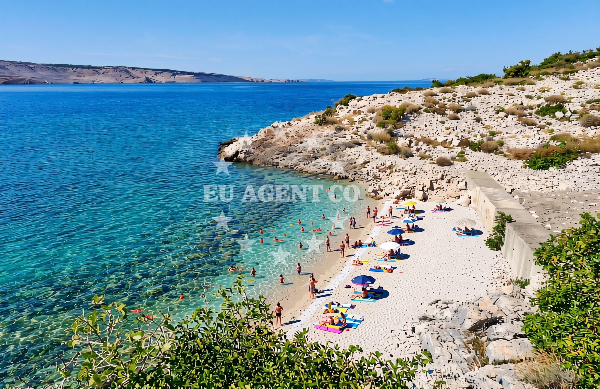 Sea and coastal view of Dražica, Prizna Beach in Dražica