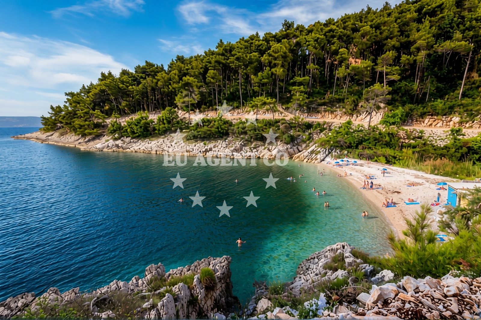 Overview of Drenje beach in Marina 39 Sveta Marina, Rabac