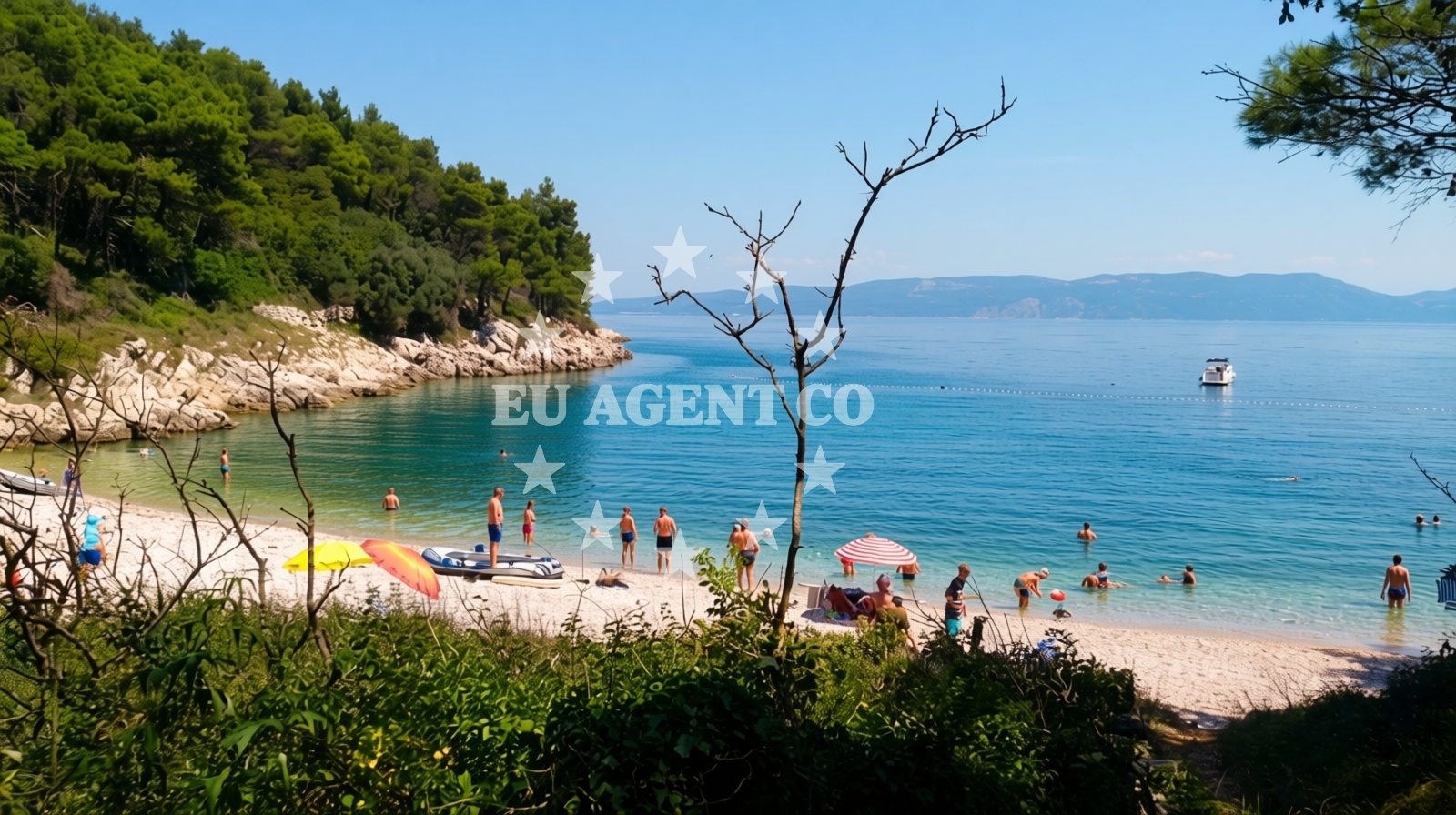 Sea and coastal view of Drenje beach in Marina 39 Sveta Marina, Rabac