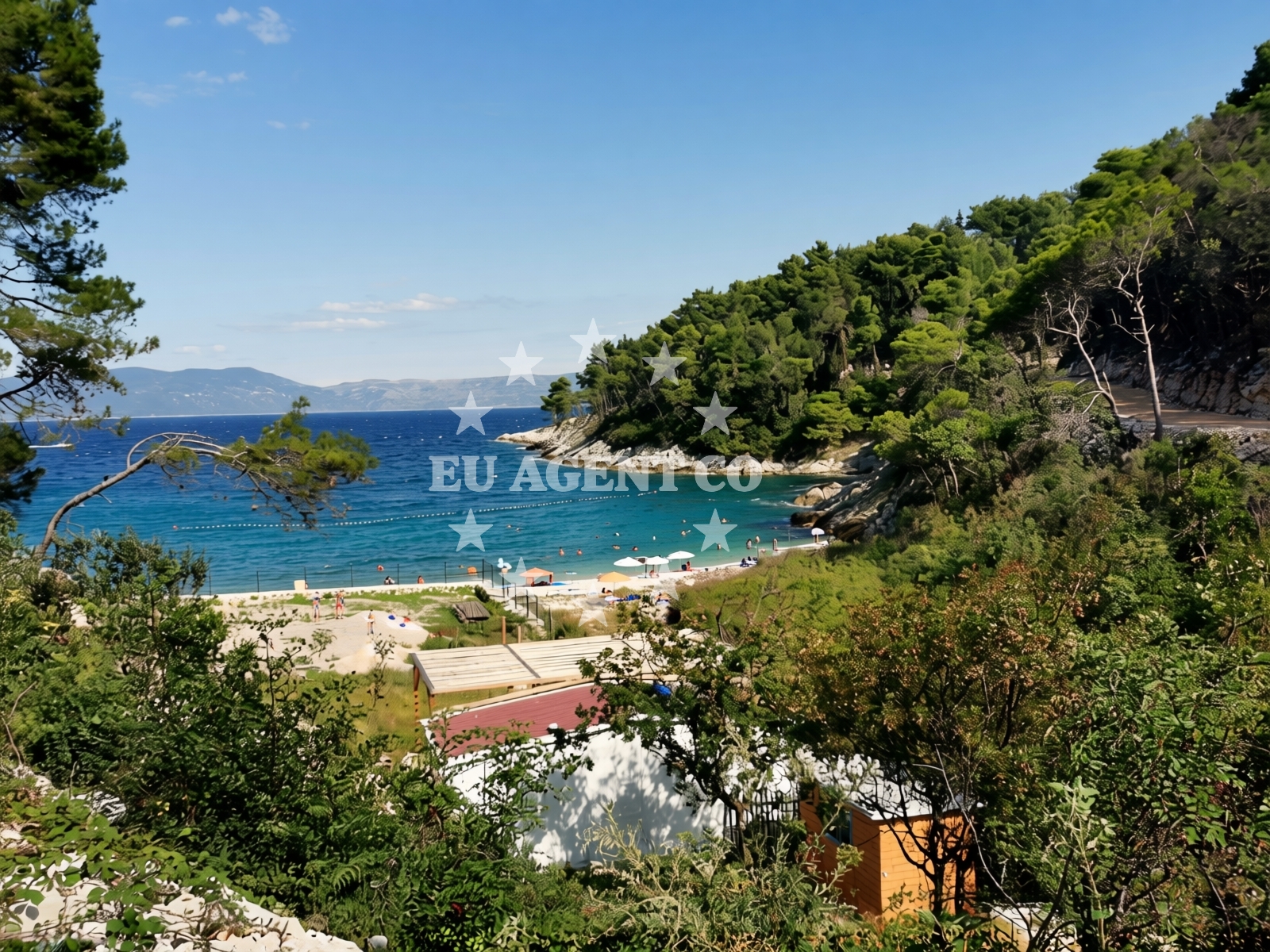Beach facilities and surroundings at Drenje beach in Marina 39 Sveta Marina, Rabac