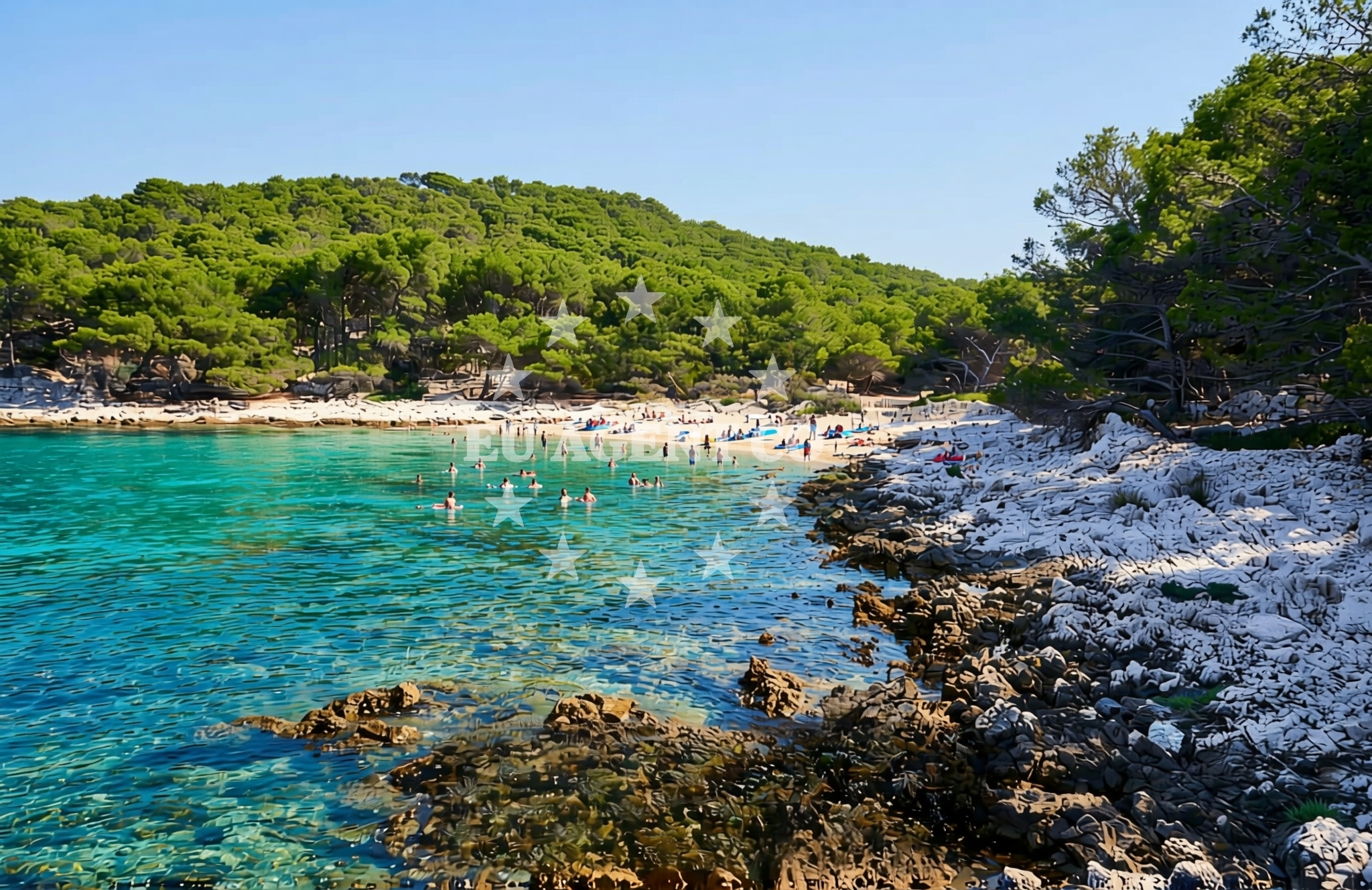 Shoreline and swimming area at Druga dražica, Vrgada (Vrgada) Beach in Druga dražica