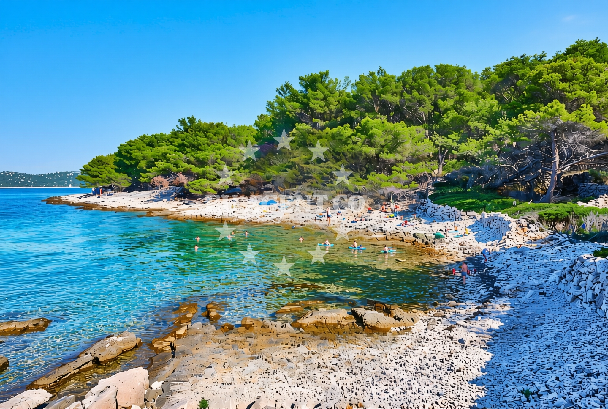 Sea and coastal view of Druga dražica, Vrgada (Vrgada) Beach in Druga dražica