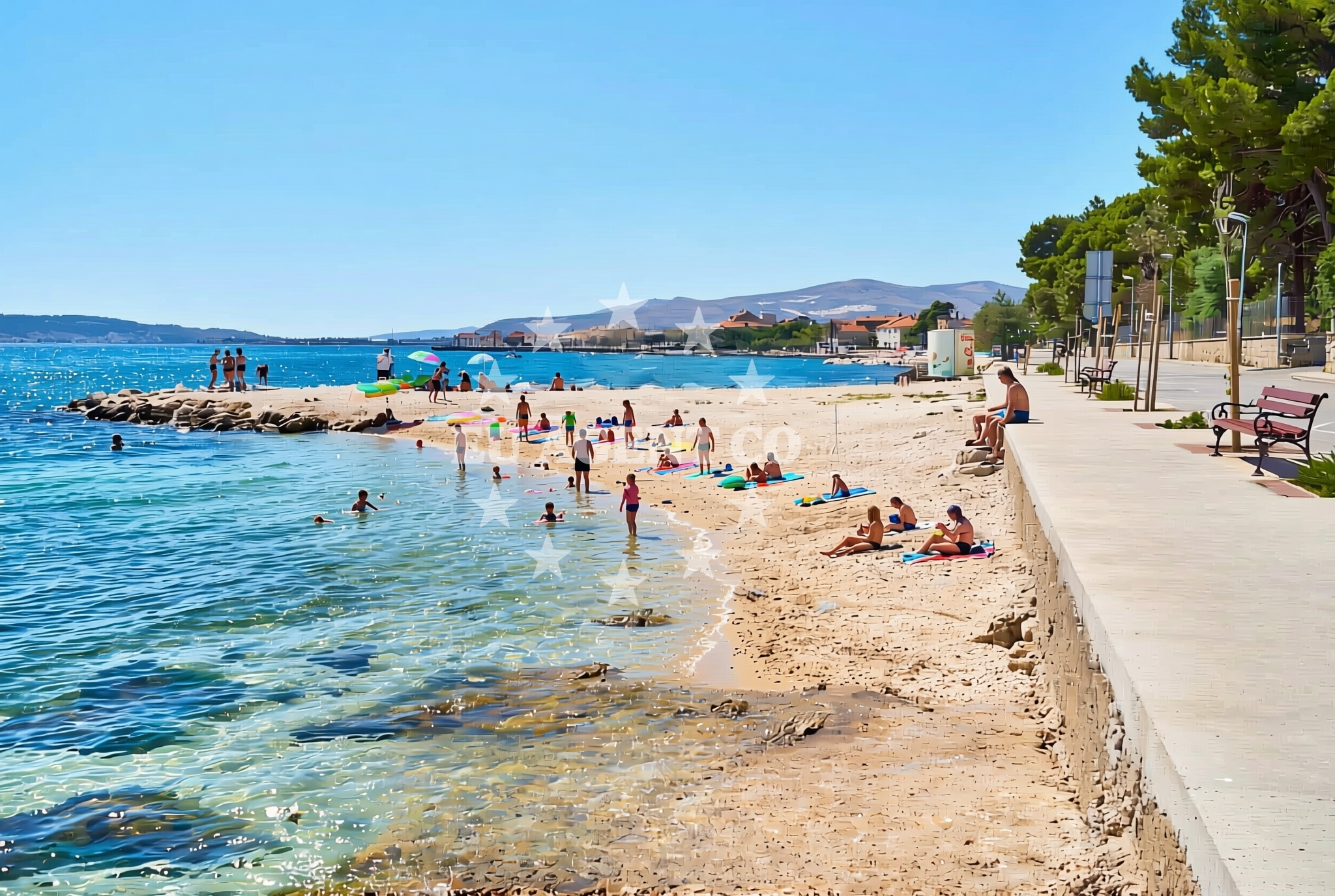 Overview of Drugi nasip, Kaštel Stari Beach in Drugi nasip