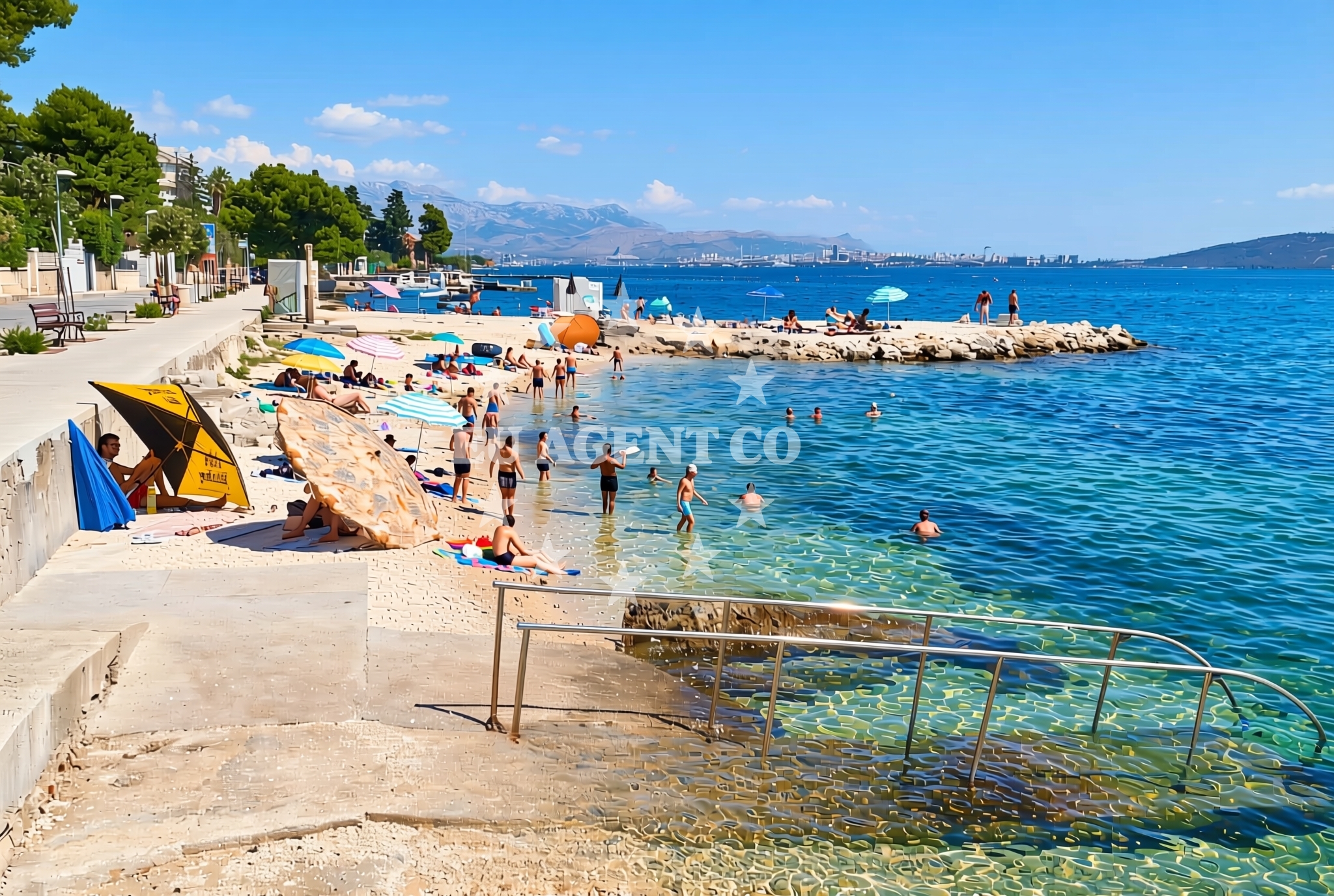 Shoreline and swimming area at Drugi nasip, Kaštel Stari Beach in Drugi nasip