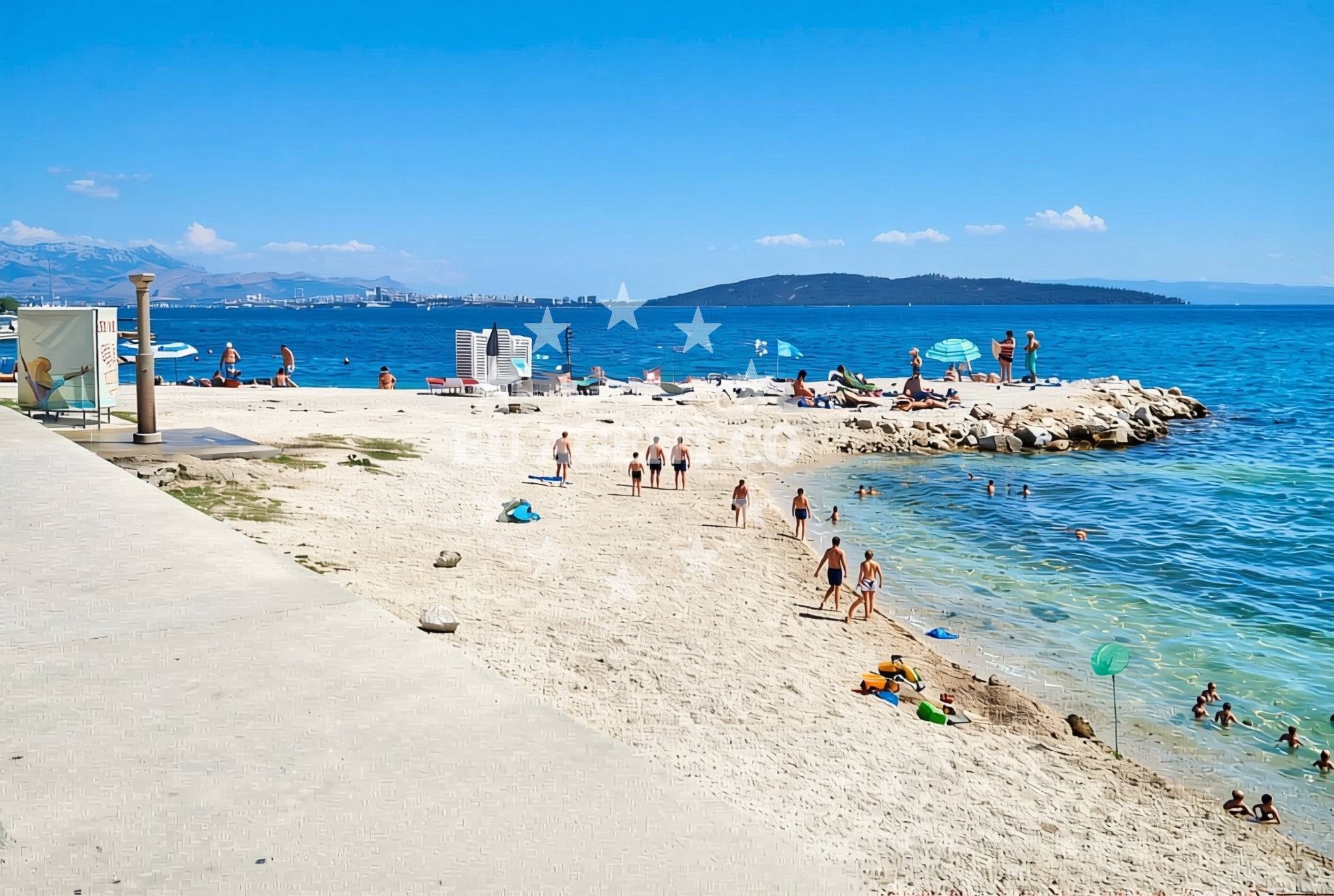 Sea and coastal view of Drugi nasip, Kaštel Stari Beach in Drugi nasip