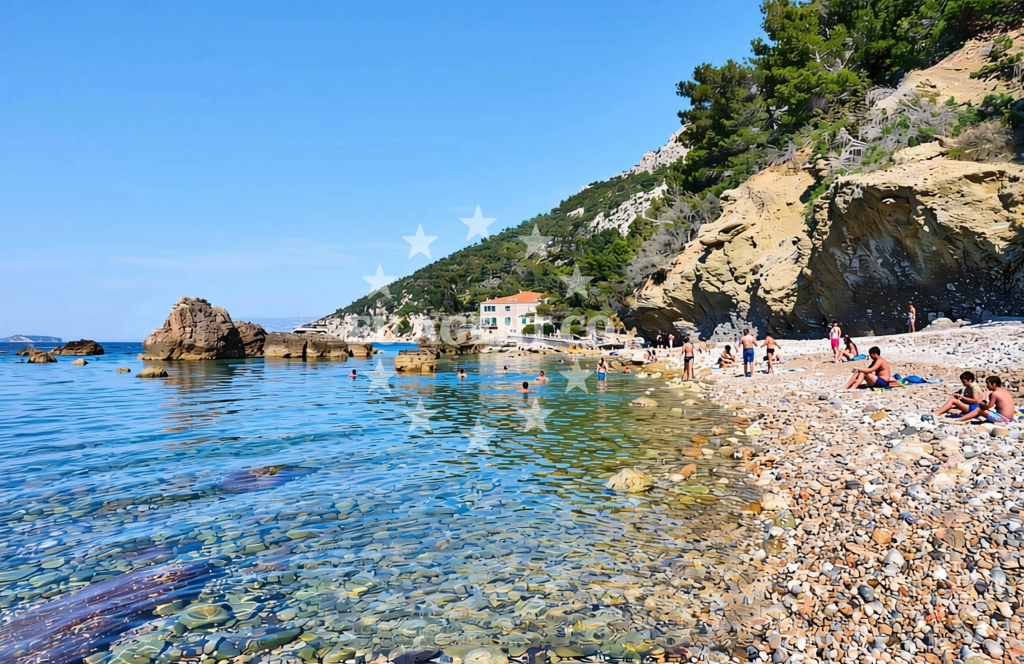 Overview of Drugo ploča, Komiža (Vis) Beach in Drugo ploča