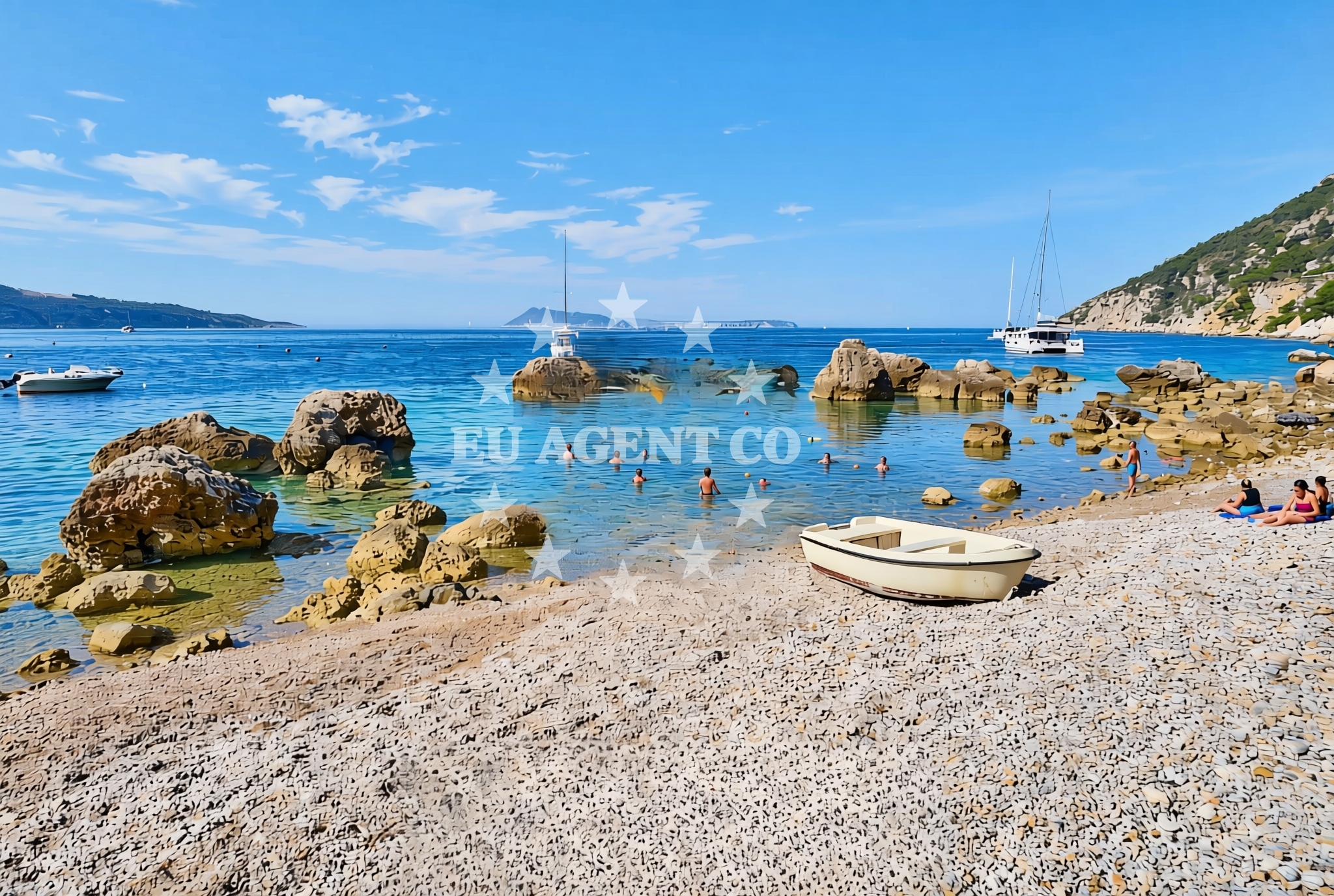 Sea and coastal view of Drugo ploča, Komiža (Vis) Beach in Drugo ploča