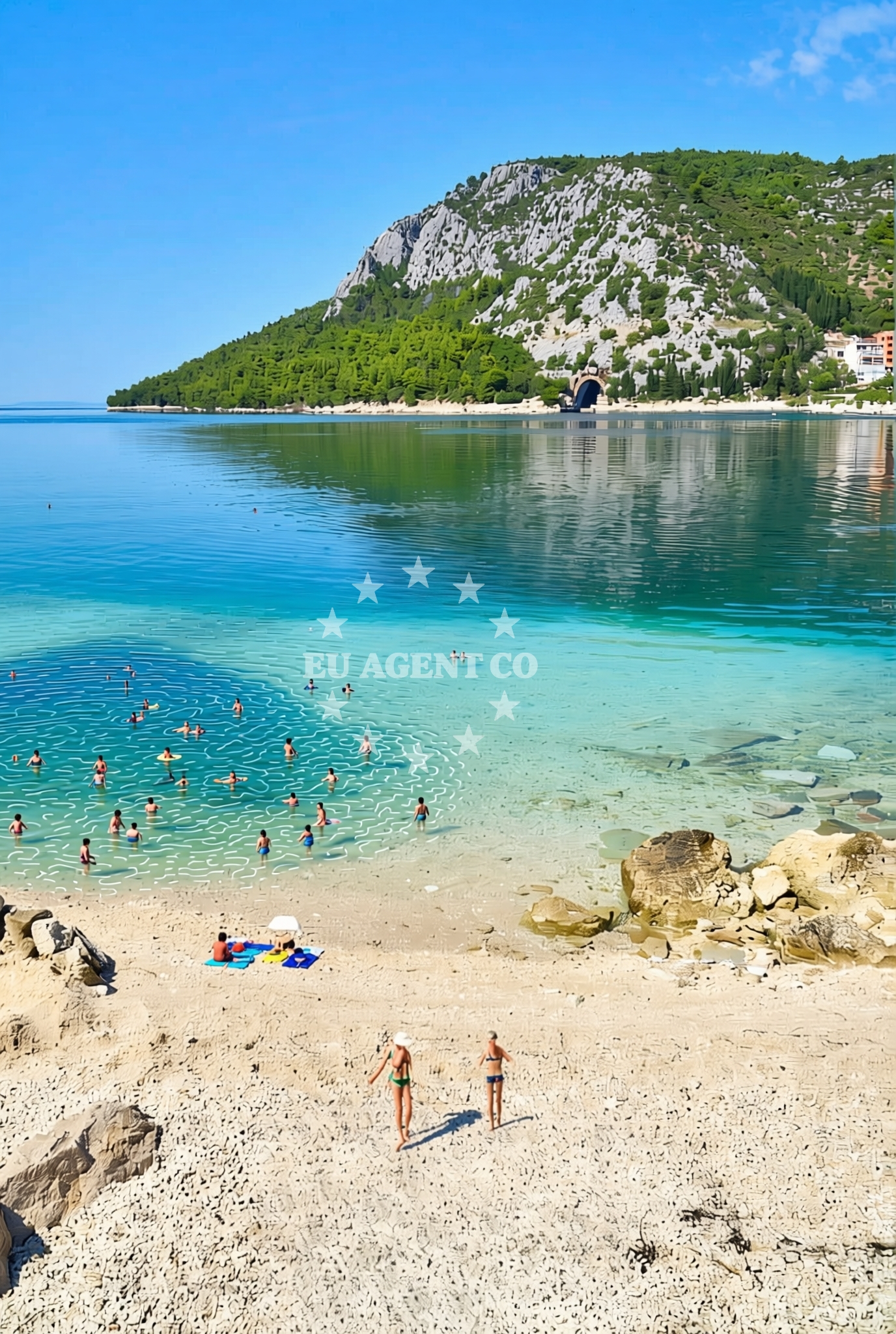 Shoreline and swimming area at Duba jug, Duba (Slivno) Beach in Duba jug