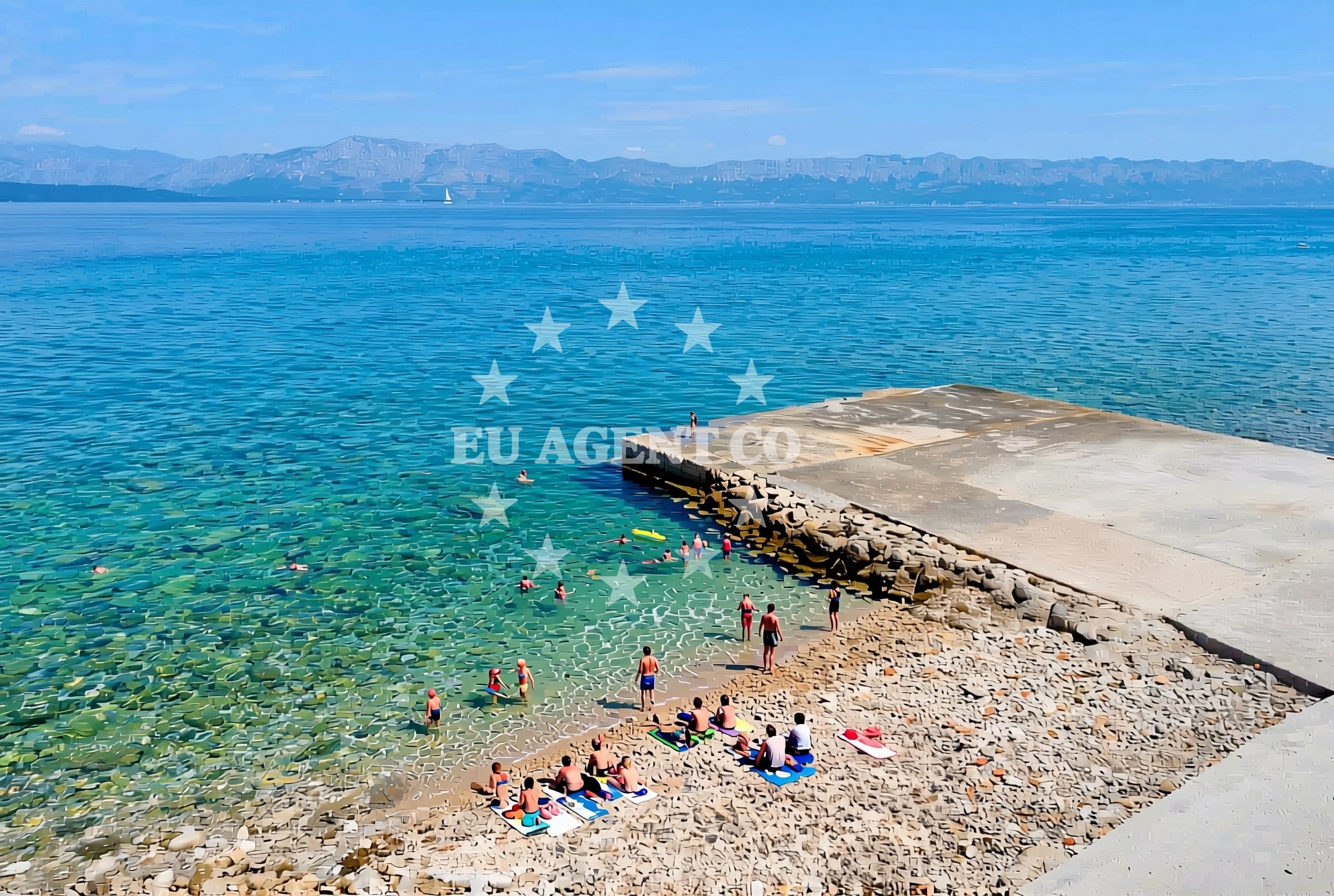 Beach facilities and surroundings at Duba zapad, Duba Pelješka Beach in Duba zapad
