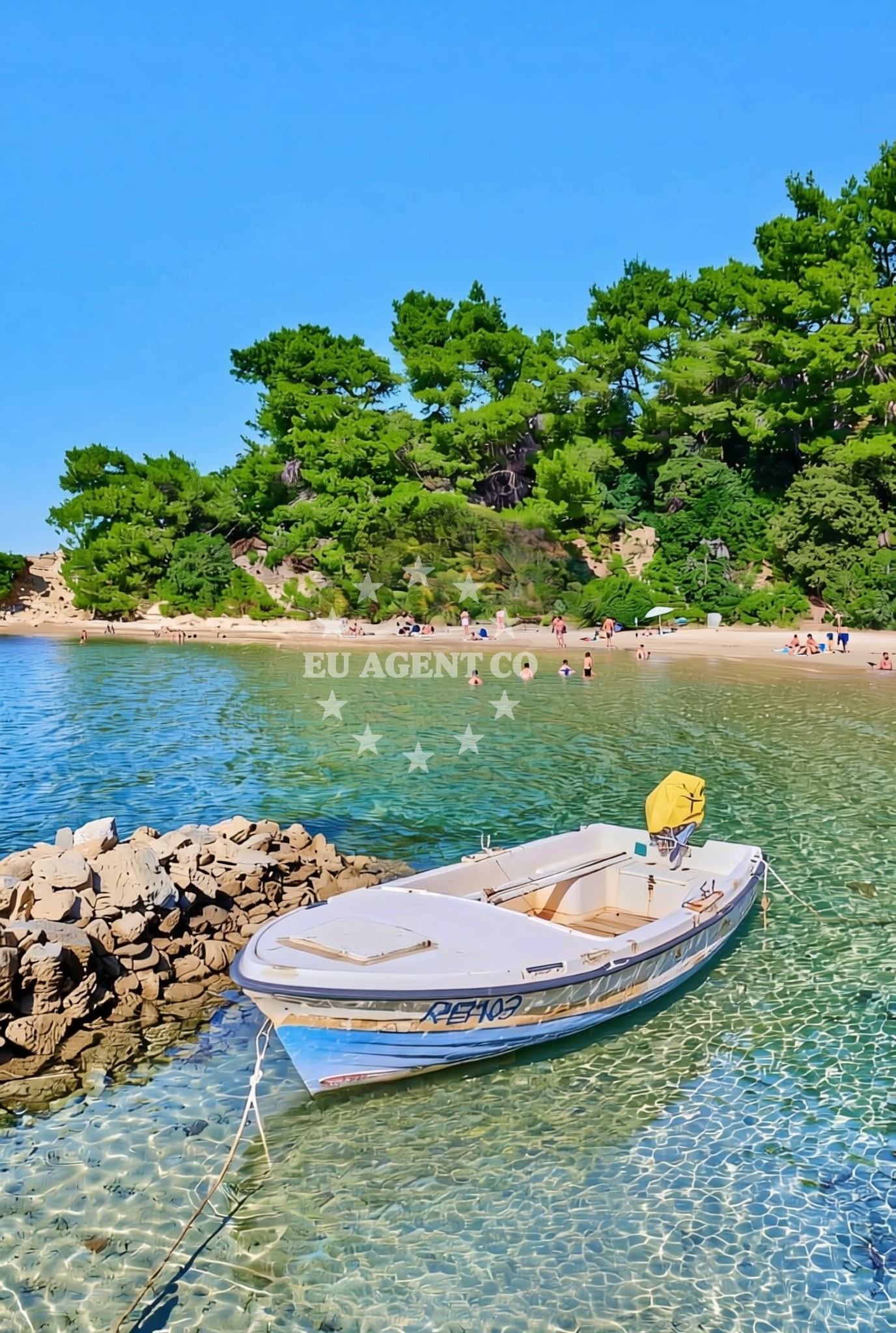Sea and coastal view of Dubac istok, Lopar (Rab) Beach in Dubac istok