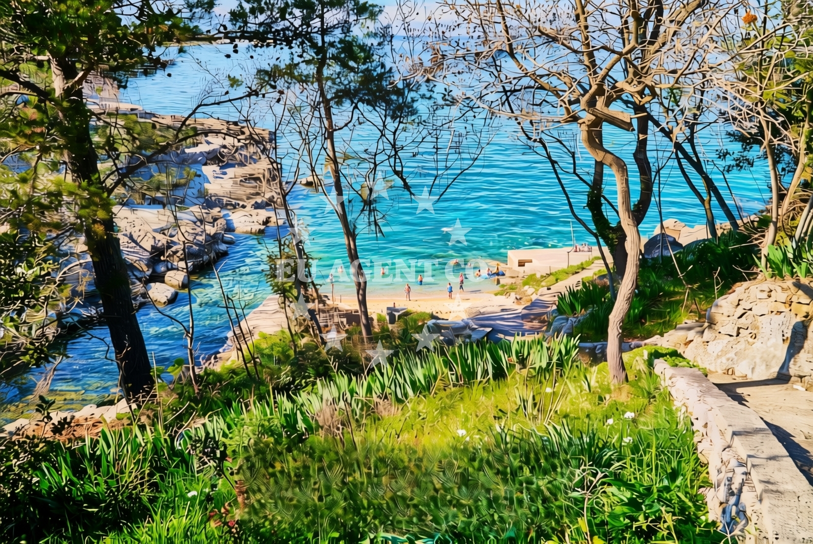 Shoreline and swimming area at Dubanjak, Vantačići (Krk) Beach in Dubanjak