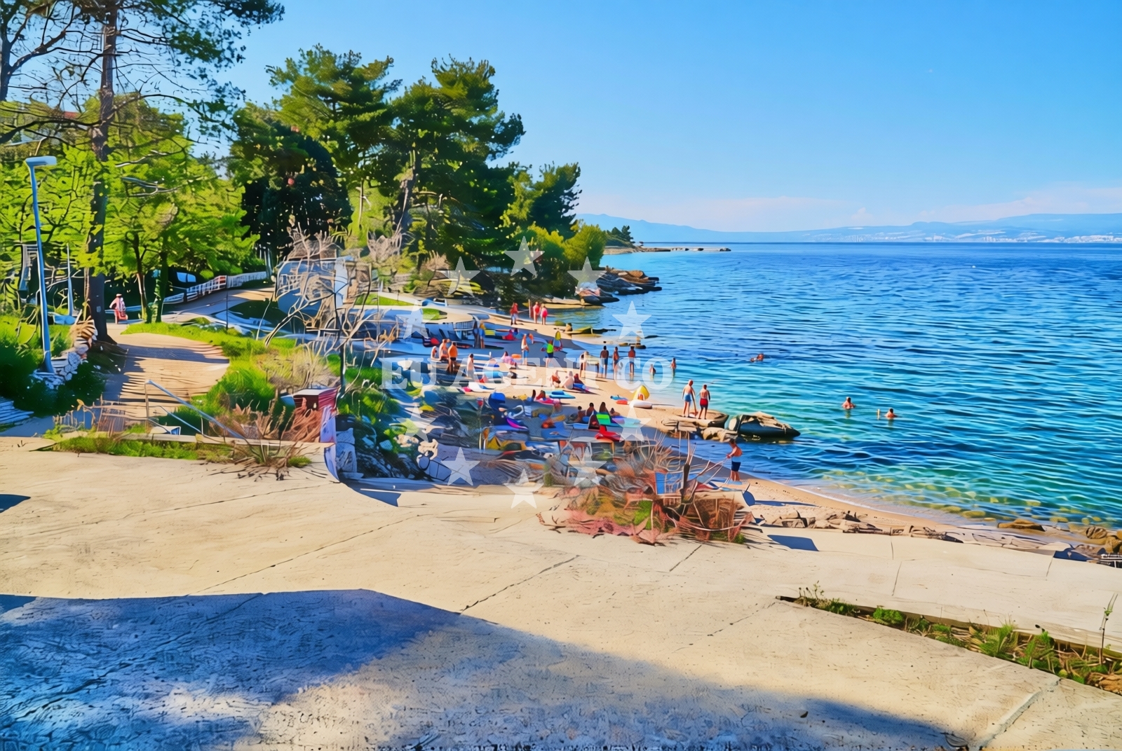 Sea and coastal view of Dubanjak, Vantačići (Krk) Beach in Dubanjak