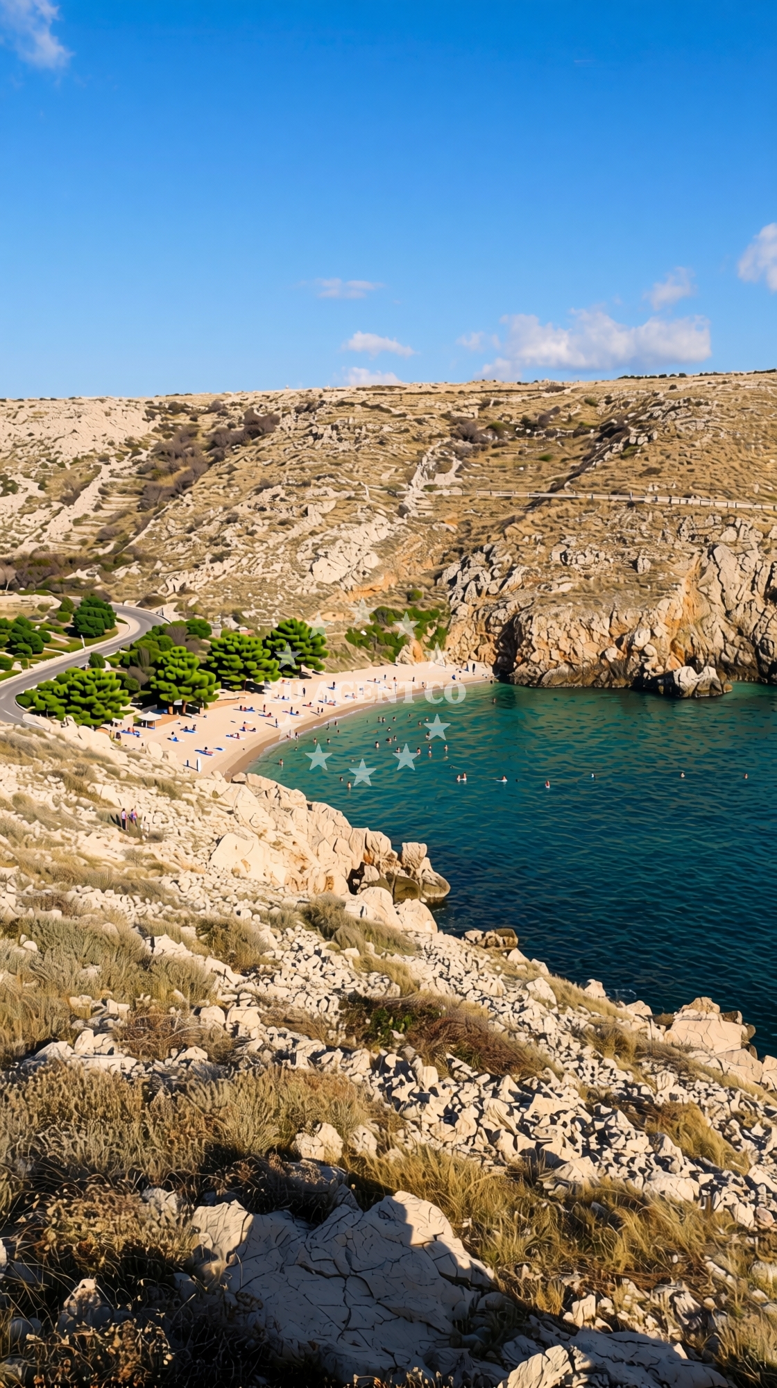 Sea and coastal view of Dubna beach in Kricin 5c, Baška