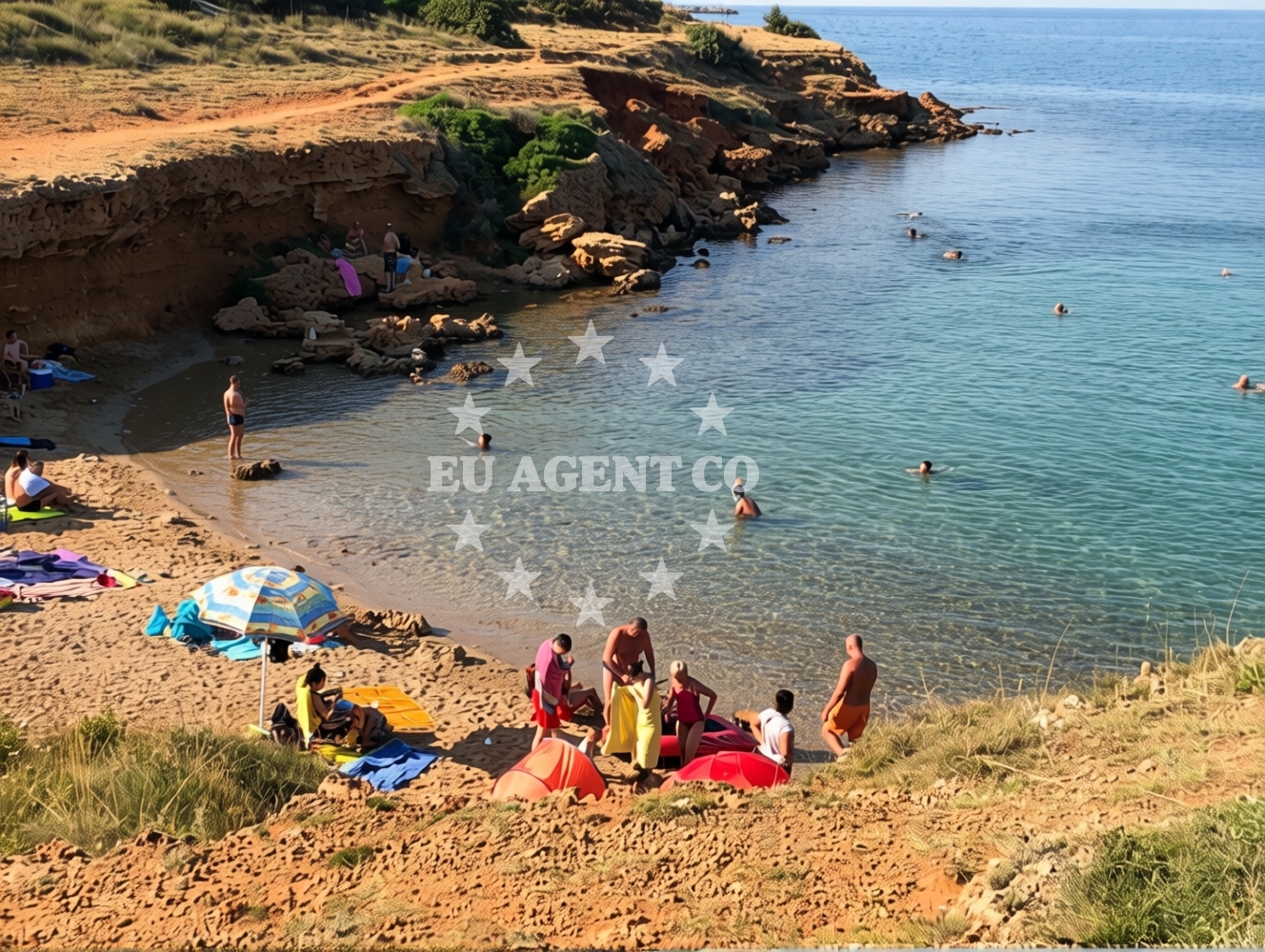 Beach facilities and surroundings at Duboka Draga Beach in Ulica Radnjača I, Vir