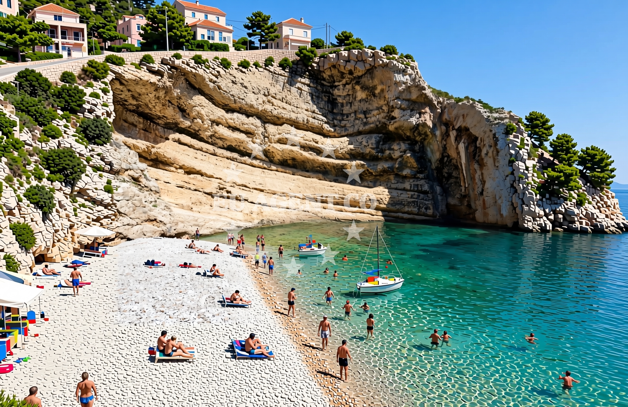 Beach facilities and surroundings at Duboka (Komiža) (Vis): beaches and coves in Duboka (Komiža) (Vis)
