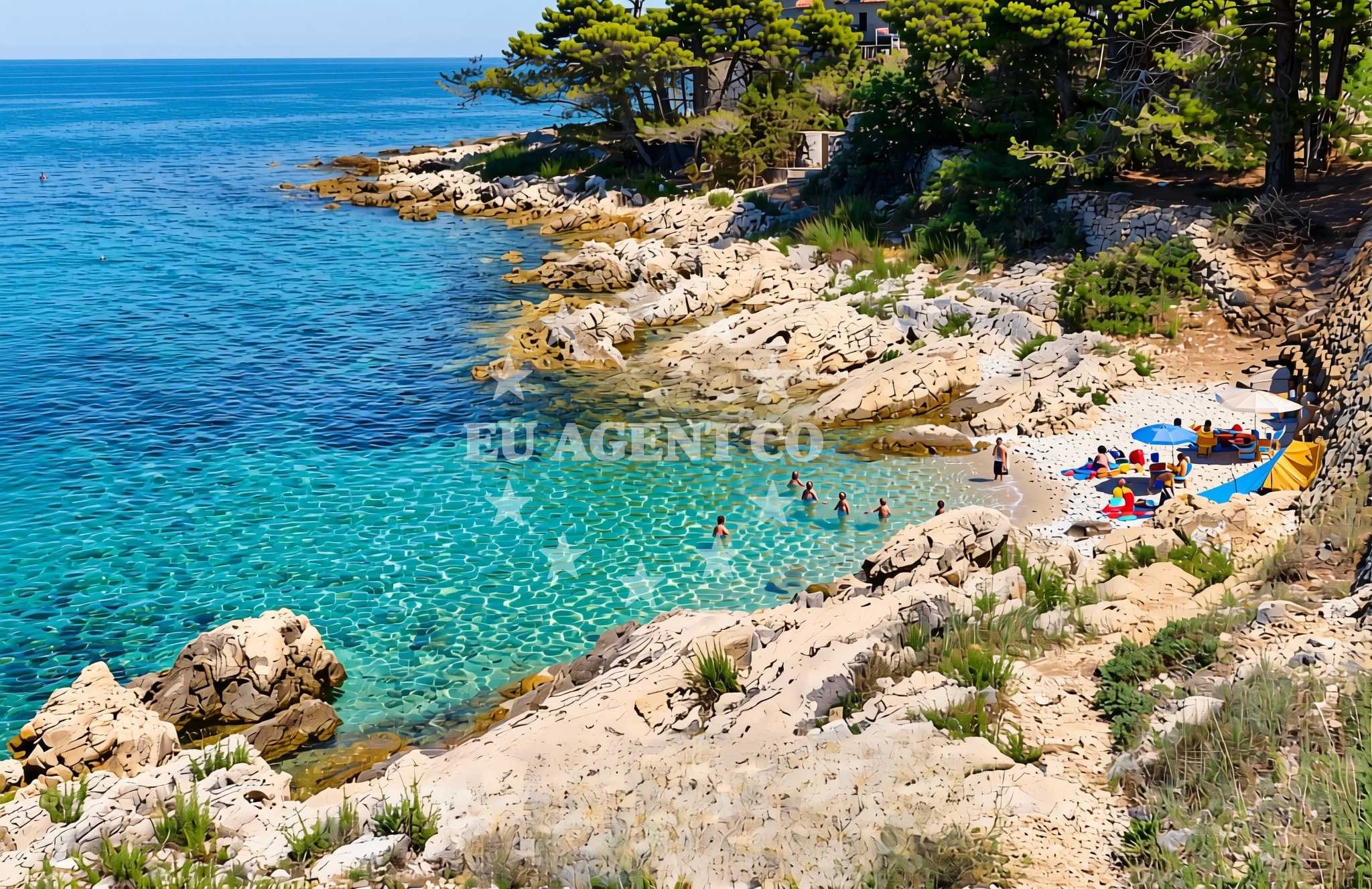 Beach facilities and surroundings at Duboka, Sutivan (Brač) Beach in Duboka