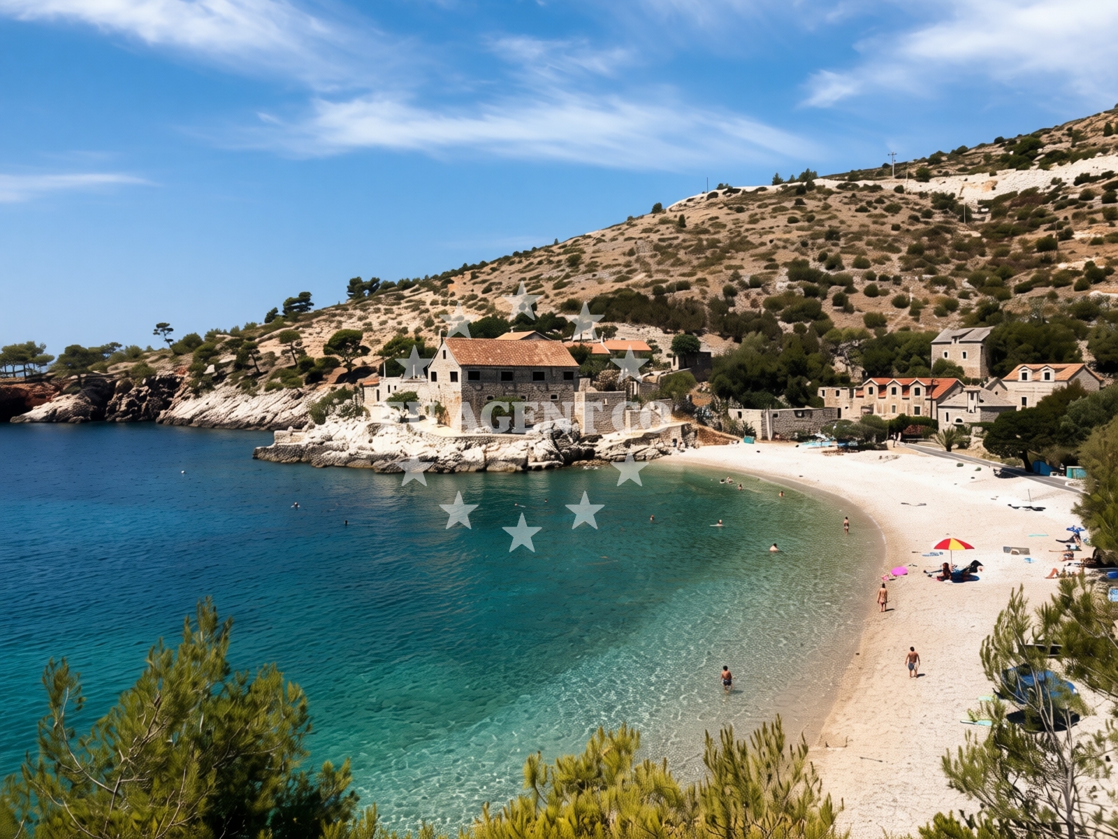 Shoreline and swimming area at Dubovica beach in Velo Grablje 32 A, Hvar