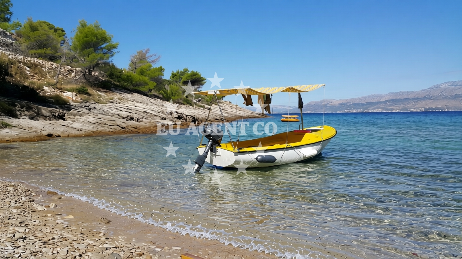 Sea and coastal view of Ducac beach in , Postira