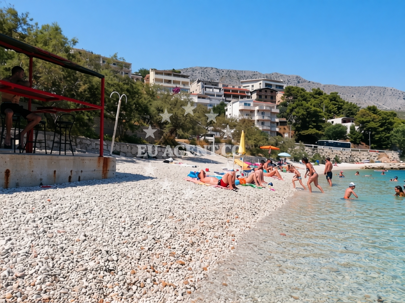 Sea and coastal view of Dugi Rat Beach in Poljička Cesta 63, Duće