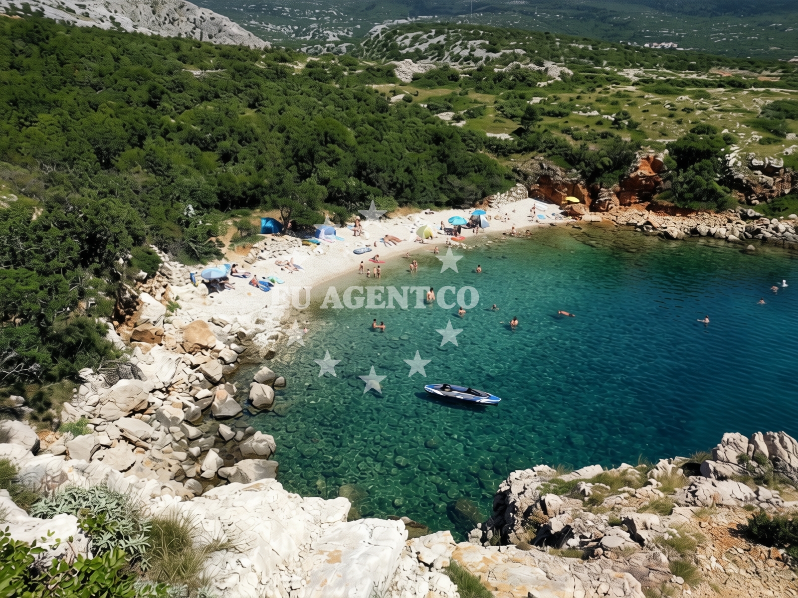 Overview of Dugno beach in 19. dalmatinske divizije 27, Povile kuća, Novi Vinodolski