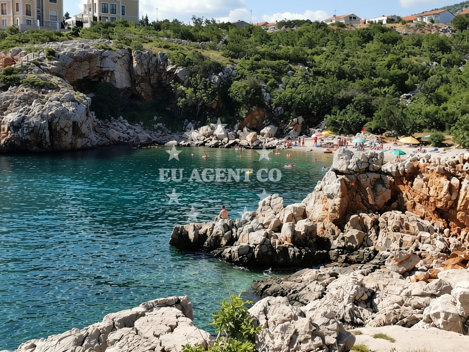 Shoreline and swimming area at Dugno beach in 19. dalmatinske divizije 27, Povile kuća, Novi Vinodolski