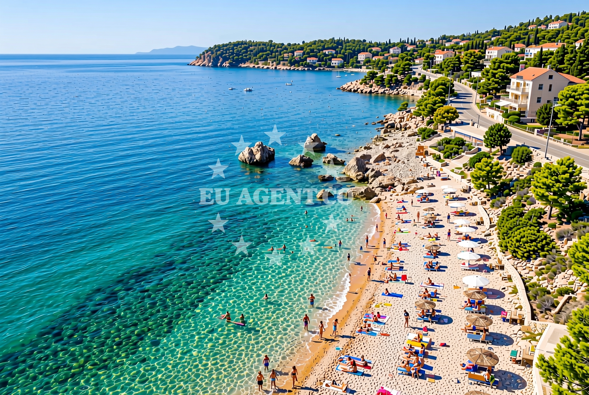 Sea and coastal view of Dugno sredina, Povile Beach in Dugno sredina