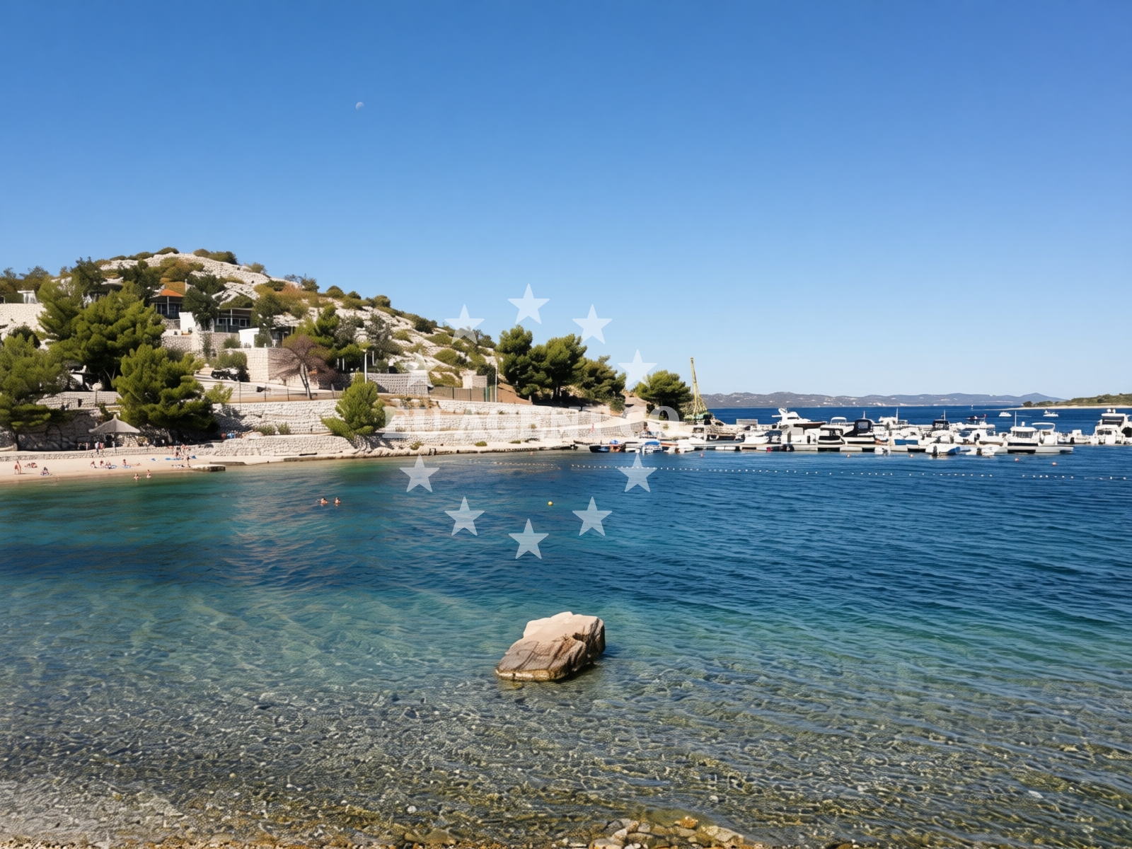 Shoreline and swimming area at Dugovaca Bay in 9a Put Malenice, Drage