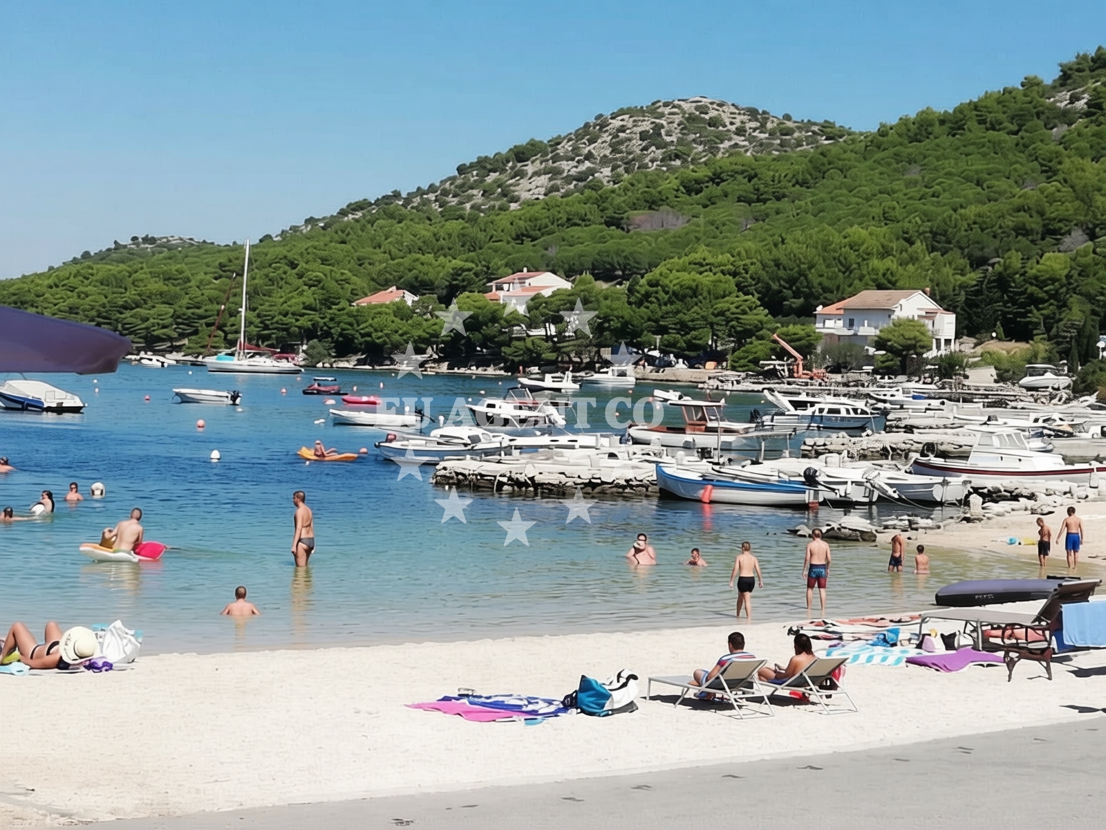 Beach facilities and surroundings at Dugovaca Bay in 9a Put Malenice, Drage